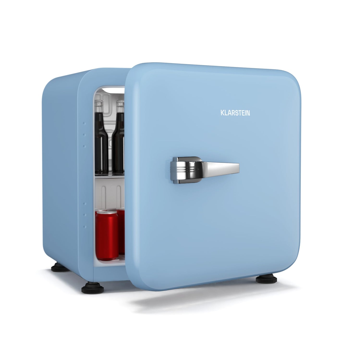 Klarstein Kühlschrank, Mini-Kühlschrank für Getränke, Kühlschrank Klein, Kleiner Kühlschrank Lautlos, Skincare Fridge, Vintage Design, Camping Kühlschrank, Minikühlschrank für Zimmer, 0-10°C, 70 L