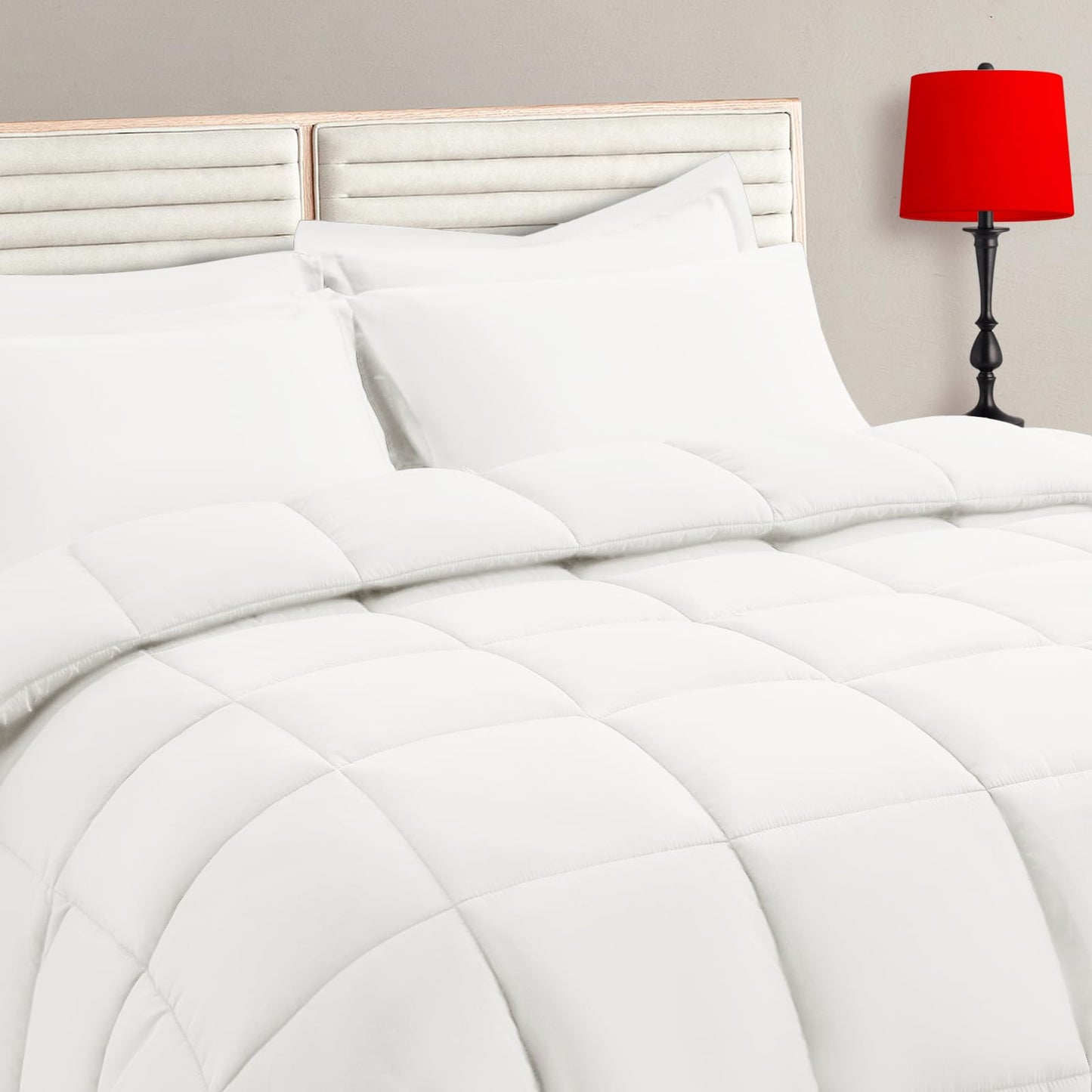 Twin Size Comforter Set - 5 Pieces, Bed in a Bag Bedding Sets with All Season Soft Quilted Warm Fluffy Reversible Comforter,Flat Sheet,Fitted Sheet,1 Pillow Shams,1 Pillowcases,Black