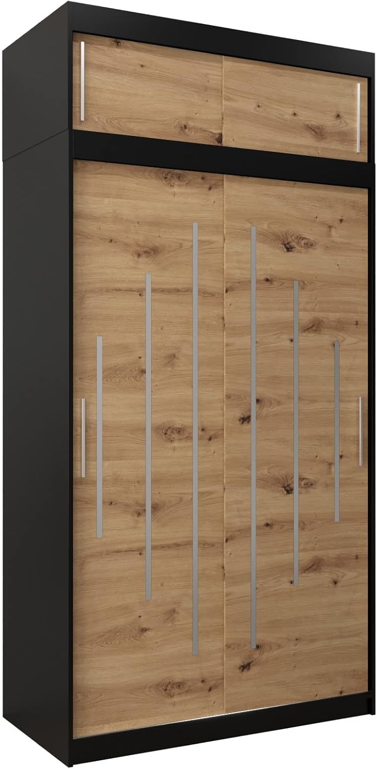 Kryspol Schwebetürenschrank York 250 cm Kleiderschrank mit Kleiderstange und Einlegeboden Schlafzimmer- Wohnzimmerschrank Schiebetüren Modern Design (Weiß)
