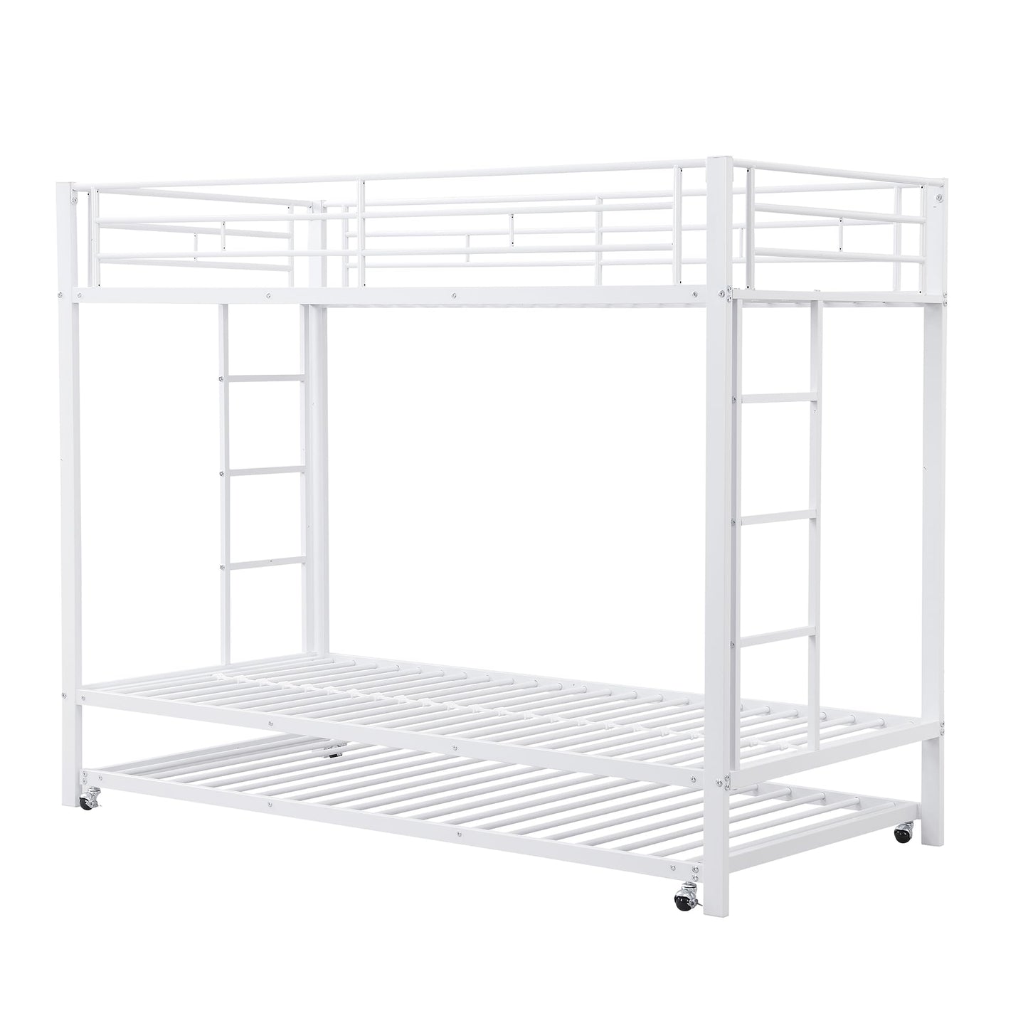 Merax Hausbett 90x200 cm mit 2 Schubladen, für 2 Kinder Doppelbett, Vielseitiges Holz Baumhausbett für Mädchen & Jungen, Stabil Spielbett Gitterbett mit Rausfallschutz und Lattenrost, Weiß
