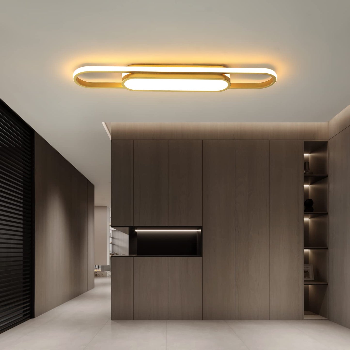 Oninio Modern LED Ceiling Light Dimmable Ceiling Light with Remote Control 70 cm Ceiling Light for Living Room, Kitchen, Dining Room, Bedroom, 40 W (Gold)