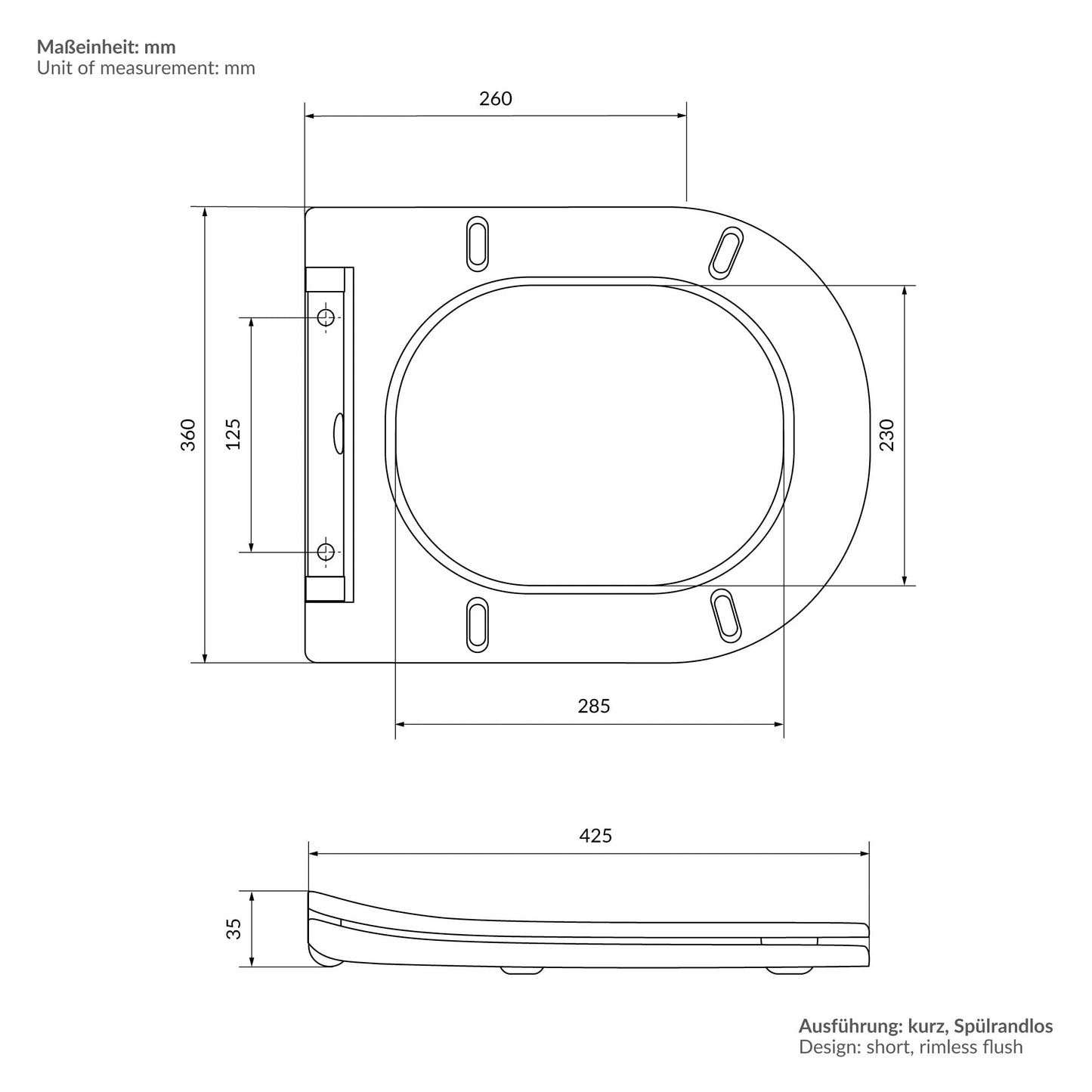 ECD Germany Rimless Wall-Mounted Toilet Ceramic White Matt with Nano Coating, Wall Toilet Long 52 cm, Removable Toilet Seat Made of Duroplast Soft Close Mechanism, Deep Washdown with Lotus Effect