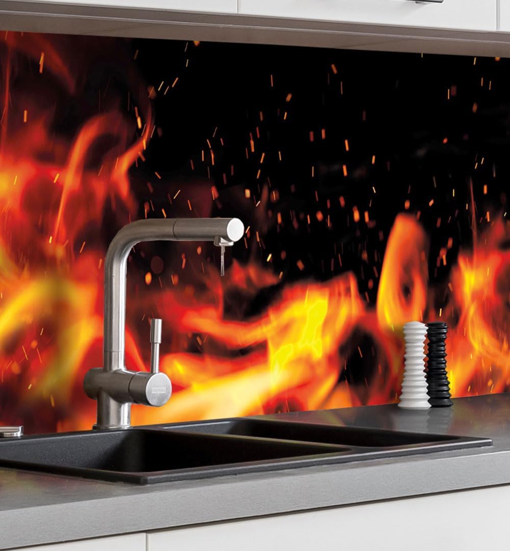 MyMaxxi Self-Adhesive Kitchen Splashback Film, Easy No-Drill Application, 0.4 mm Reinforced, Kitchen Splash Guard Adhesive Film, Wall Decoration, 220 x 60 cm (Height), Matte Finish, Natural Meadow,