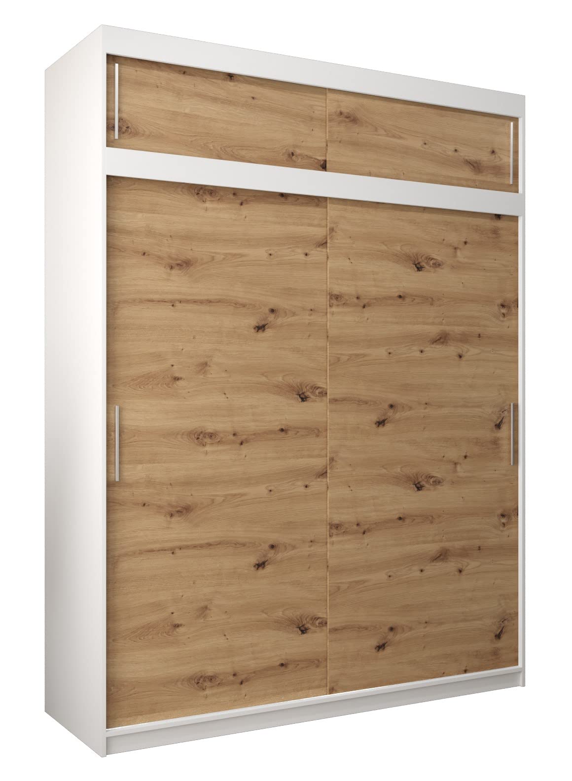 MEBLE KRYSPOL Tokyo 250 Wardrobe with Three Sliding Doors for Bedroom – Modern Storage Cabinet with Clothes Rail and Shelves – 250 x 200 x 62 cm – Matte Black and Artisan