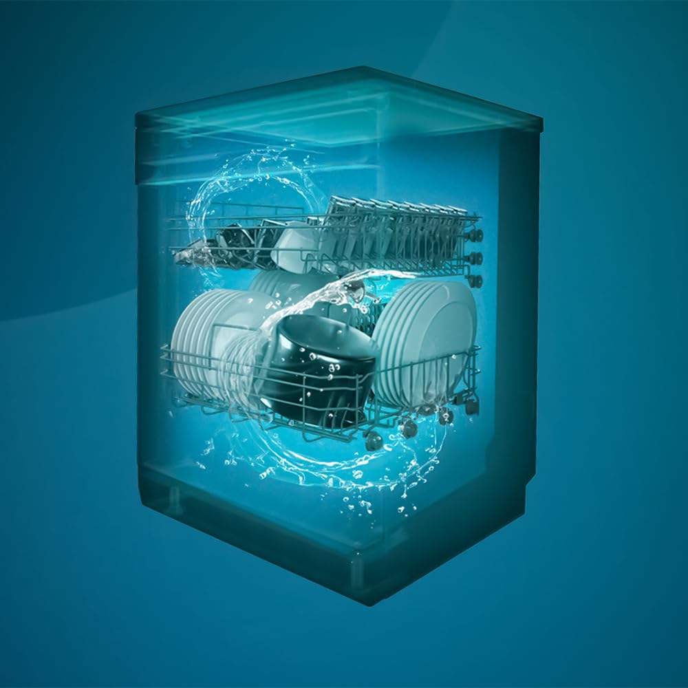 Cecotec Dishwasher 60 cm - Freestanding Bolero Aguazero 6210 Inox D. 15 Cutlery, Energy Efficient, XXL Fullcolour Display, Third Compartment, 14 Programmes, Dual Zone Wash, Adjustable Compartment,