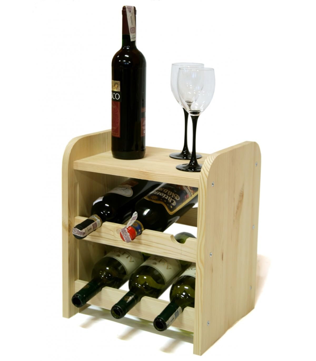 PROREGAL Weinregal PINOTWINE C | HxBxT 87,2x63,2x26,5cm | 42 Flaschen | Massives Kiefernholz | Natur unbehandelt | Weinhalter Weinständer Flaschenständer Flaschenregal Holzregal