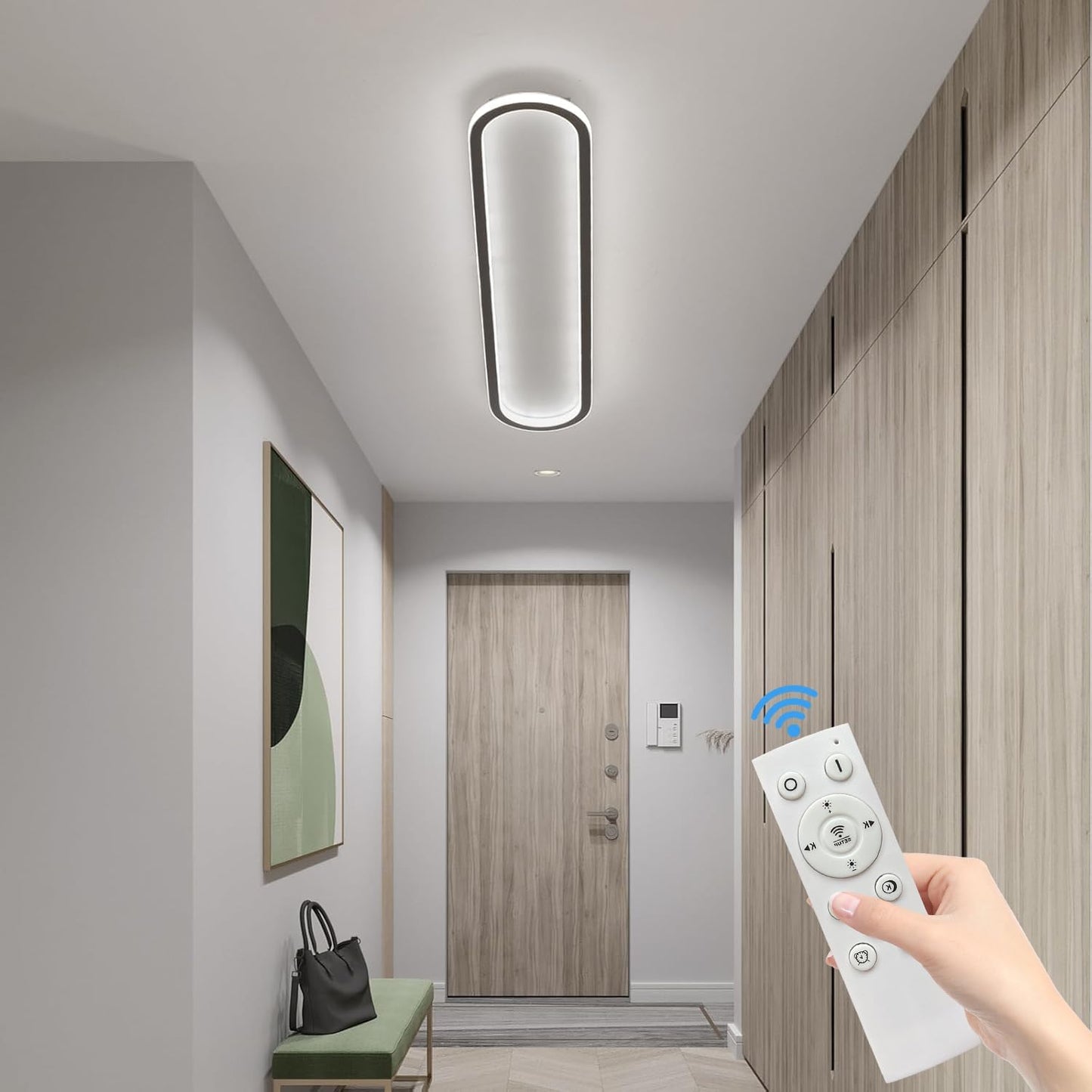 Mikeru LED Deckenleuchte ⌀60cm Rund- Moderne 6000K Kaltweiße Licht Deckenlampe - Schwarz Acryl Wohnzimmer Deckenlampe für Schlafzimmer, Küche, Esszimmer - Energieeffiziente LED Beleuchtung