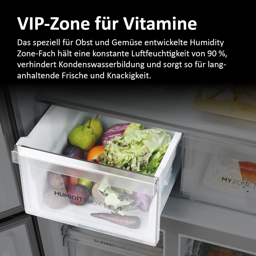 Haier Multi Door Kühl-Gefrierkombination I CUBE 83 SERIE 7 HCR7818DWPT I 4-türiger Kühlschrank mit Gefrierfach, XXL-Fassungsvermögen & 83cm Breite I 463L, Energieklasse D I Wasserspender & No Frost