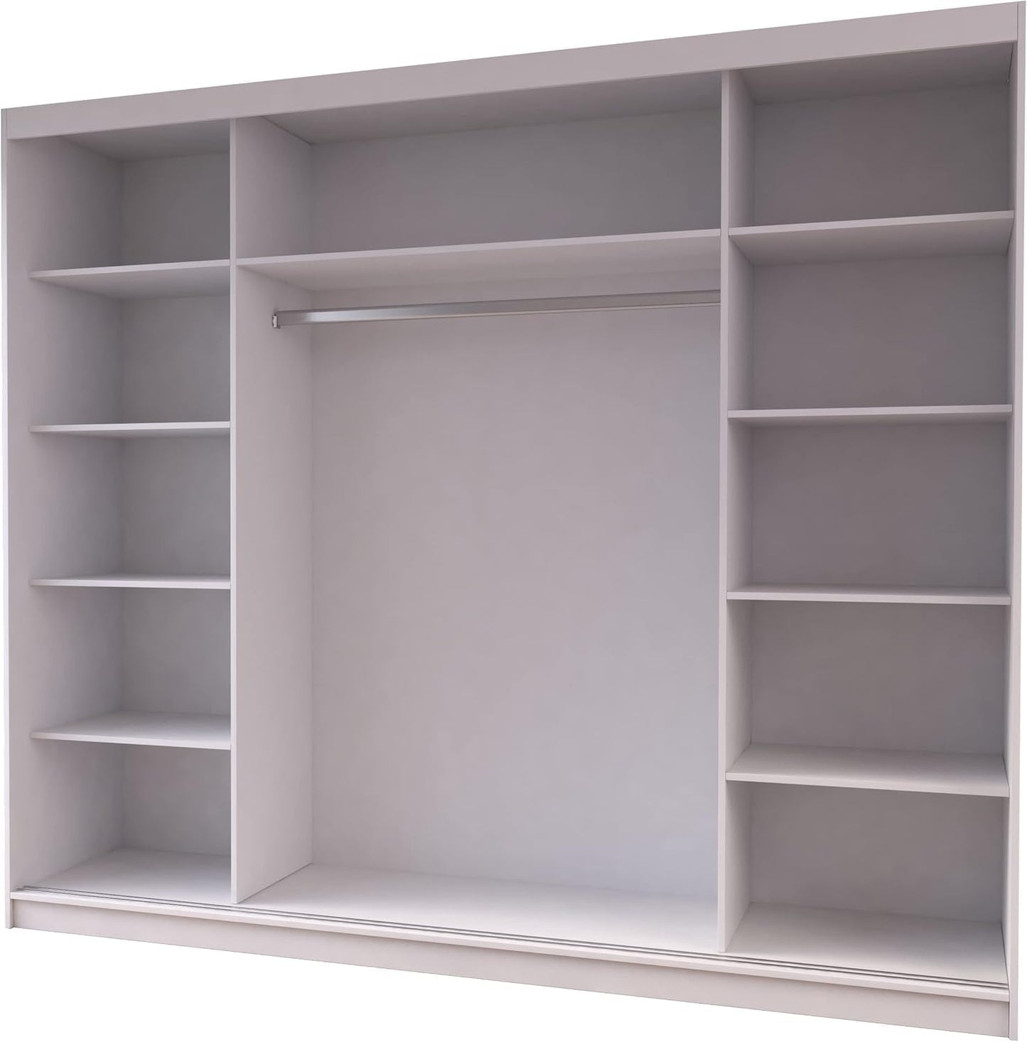 Fabryka Mebli Idźczak Kleiderschrank mit Spiegel, Schiebetüren - Weißer Schwebetürenschrank, Schlafzimmerschrank - 61 x 250 x 218 cm - Schrank für Schlafzimmer, Wohnzimmer, Garderobe