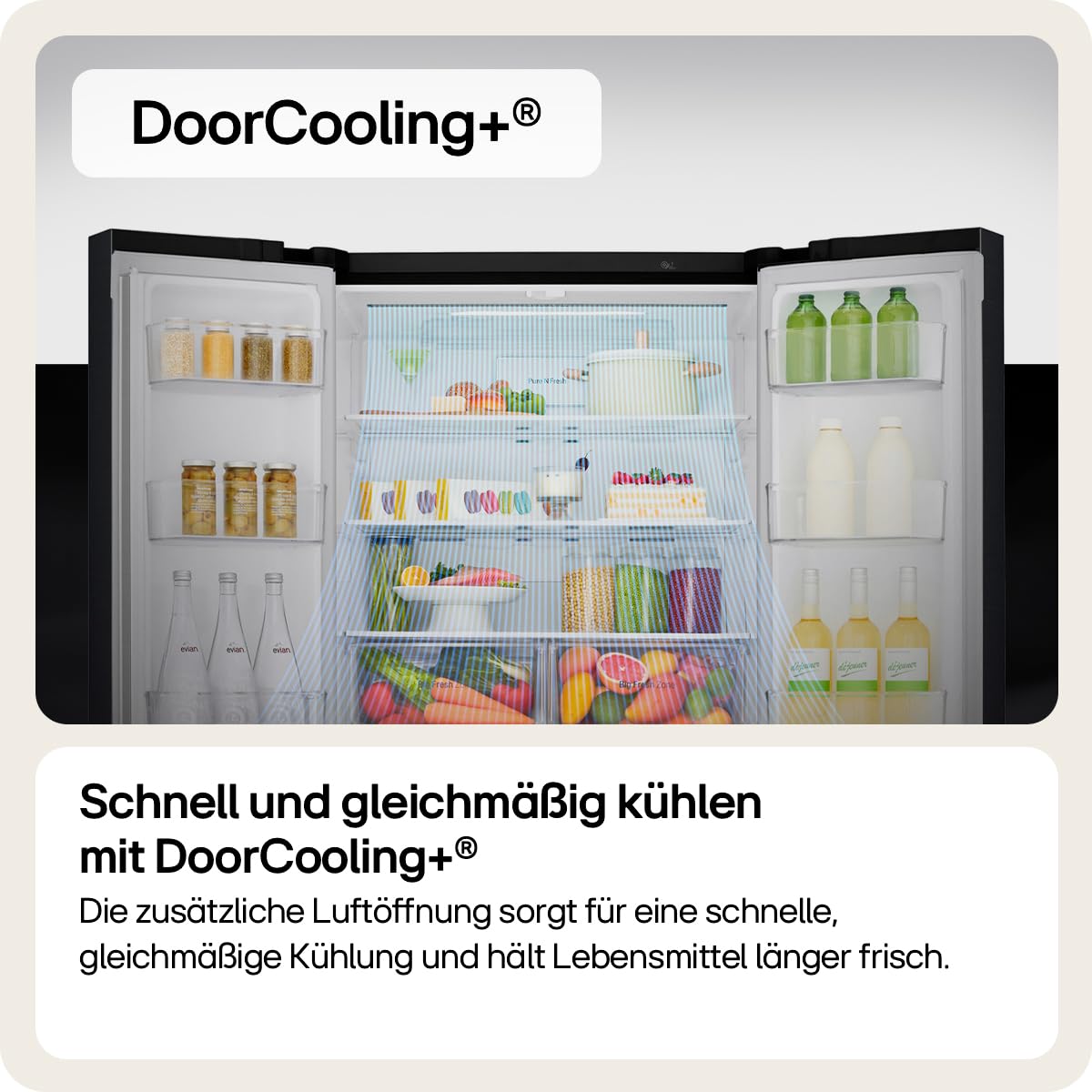 LG GSXE90MBDD Side by Side Kühlschrank mit InstaView Craft Ice | Door in Door | Crushed Ice -und Wasserspender EEK: Klasse D | 628 Liter Kapazität | Festwasseranschluss | Total No Frost