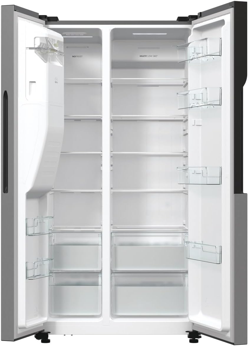 Gorenje NRR9185ESXL Side by Side Fridge-Freezer, NoFrost Plus, Inverter Compressor, Water and Ice Cube Dispenser, SensoTech, 178.6 cm, Fridge Capacity 376 L, Freezer Capacity 190 L, Stainless Steel