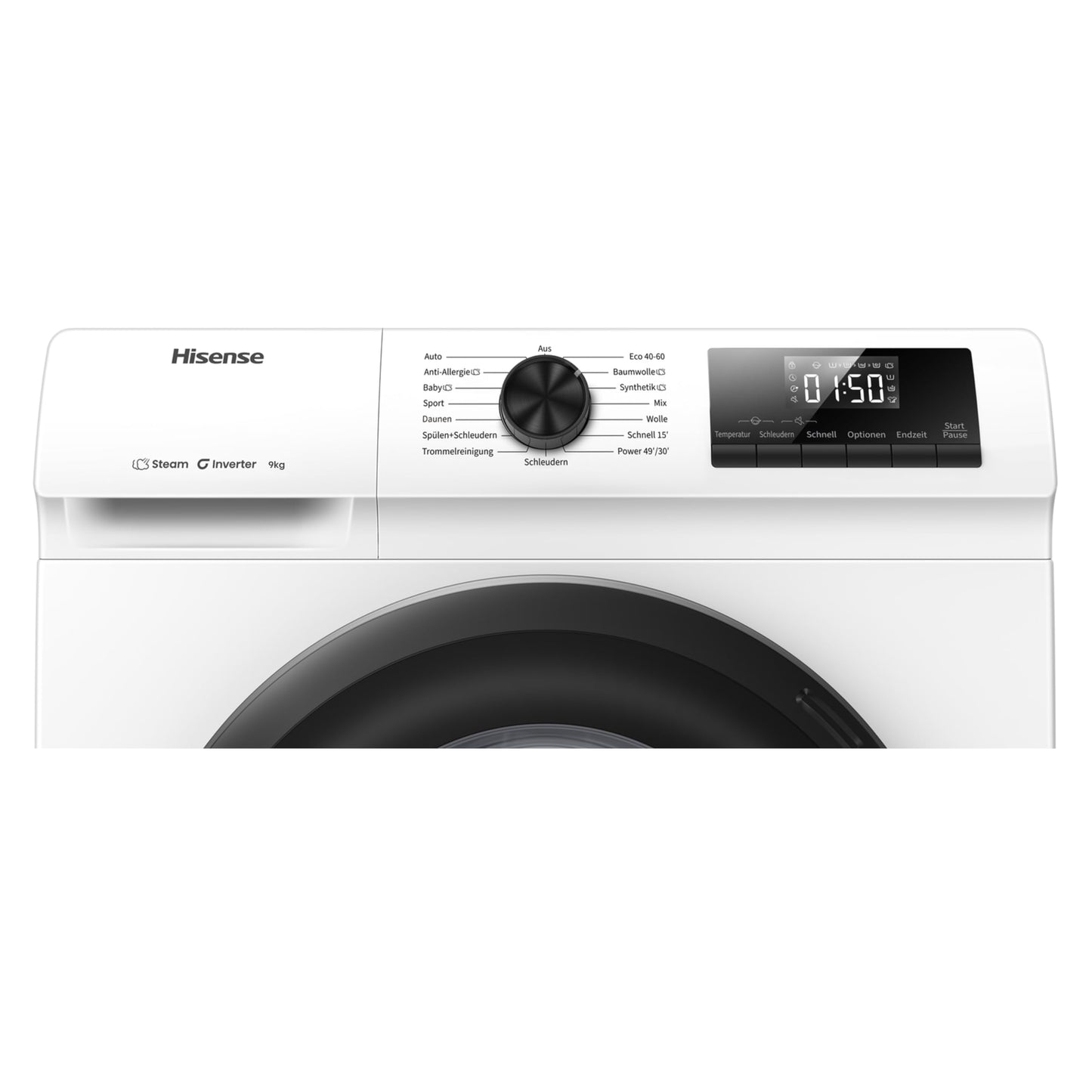 Hisense WF3S8043BB3 Waschmachine mit Dampffunkunktion, 8 kg, 1400 U,min, WIFI, ConnectLife, Power JetWash, Anti-Allergie Programm, Aqua Stop, Auto Wash, Quick Wash, EEK A-30 Prozent