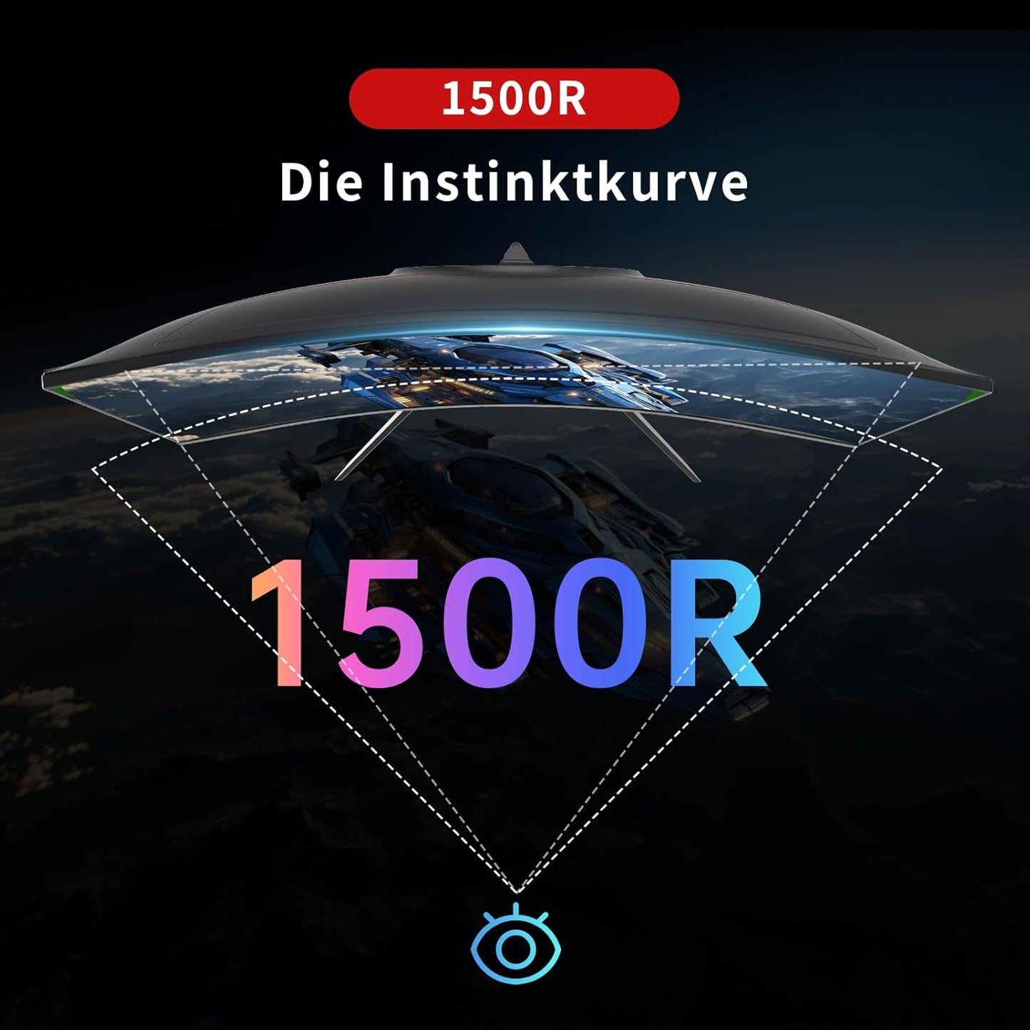 KTC 32 Zoll Monitor Curved 1000R, 2K WQHD (2560x1440p) 240Hz Gaming Monitor, 1ms, Adaptive Sync, 122% sRGB, 4000:1 Kontrast, 2 x DP 1.4 (240Hz), 2 x HDMI 2.0 (144Hz), Unterstützung von Tilt und VESA
