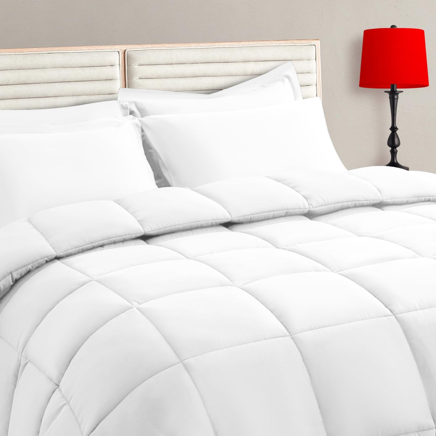 Twin Size Comforter Set - 5 Pieces, Bed in a Bag Bedding Sets with All Season Soft Quilted Warm Fluffy Reversible Comforter,Flat Sheet,Fitted Sheet,1 Pillow Shams,1 Pillowcases,Black
