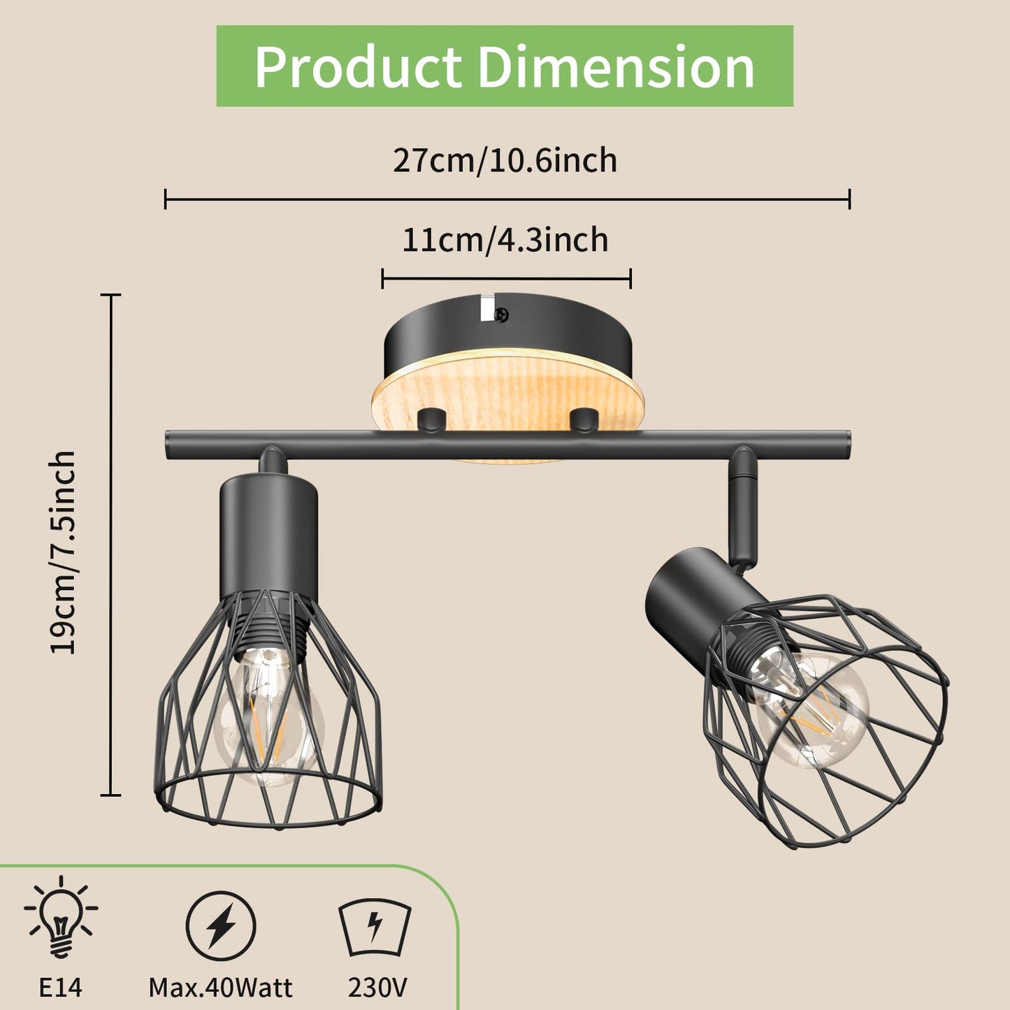 Kimjo Led Deckenstrahler 6 Flammig - Deckenleuchte Strahler E14 Schwenkbar - Deckenlampe Schwarz 6 Flammig Lampe Wohnzimmer - Deckenlampe LED Deckenleuchte Küche Deckenspot Ohne Leuchtmittel