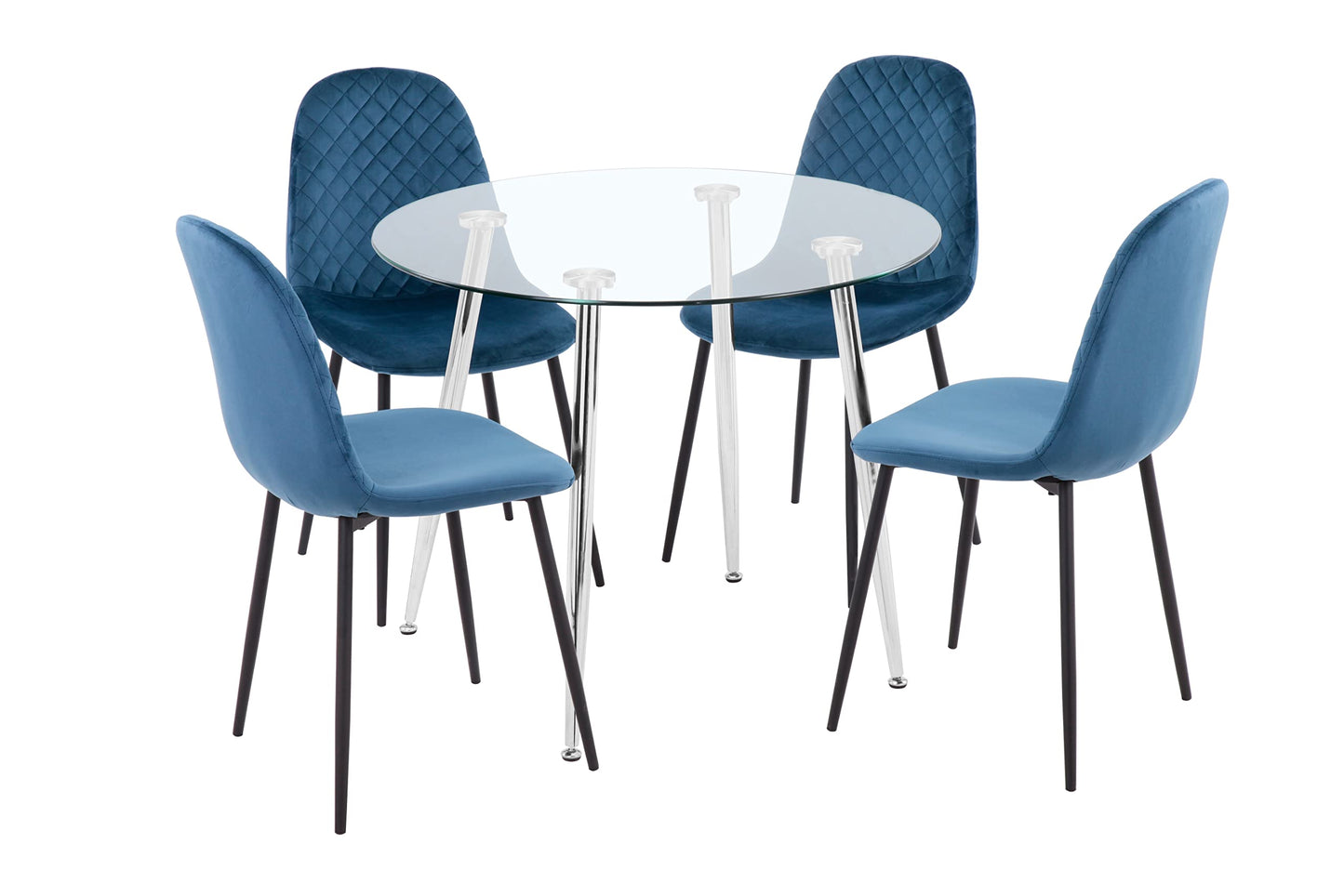 GOLDFAN Glas Esstisch Esszimmertisch Küchentisch Glas Moderner Stil Runder Tisch für Wohnzimmer Büro Küche Silber