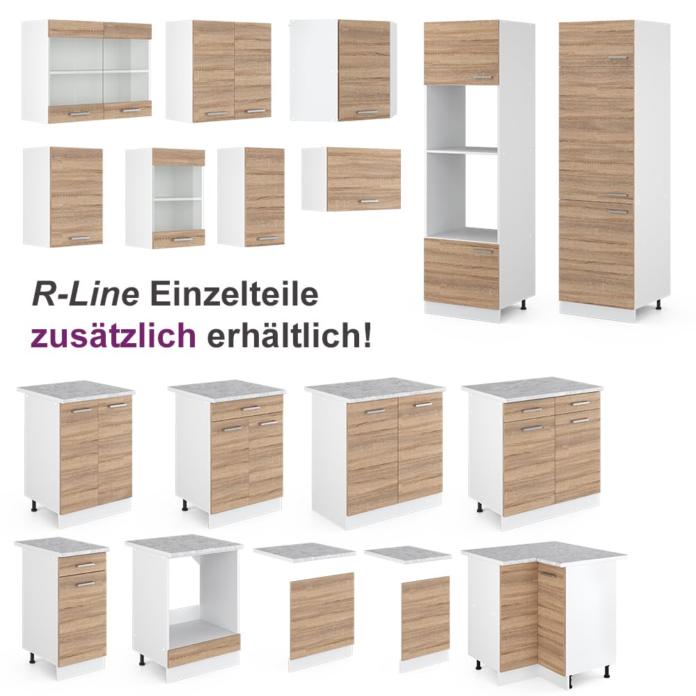 Vicco Eckküche Rick, Küchenzeile in L-Form, Weiß/Edelgrau, 187 x 167 cm, AP Marmor