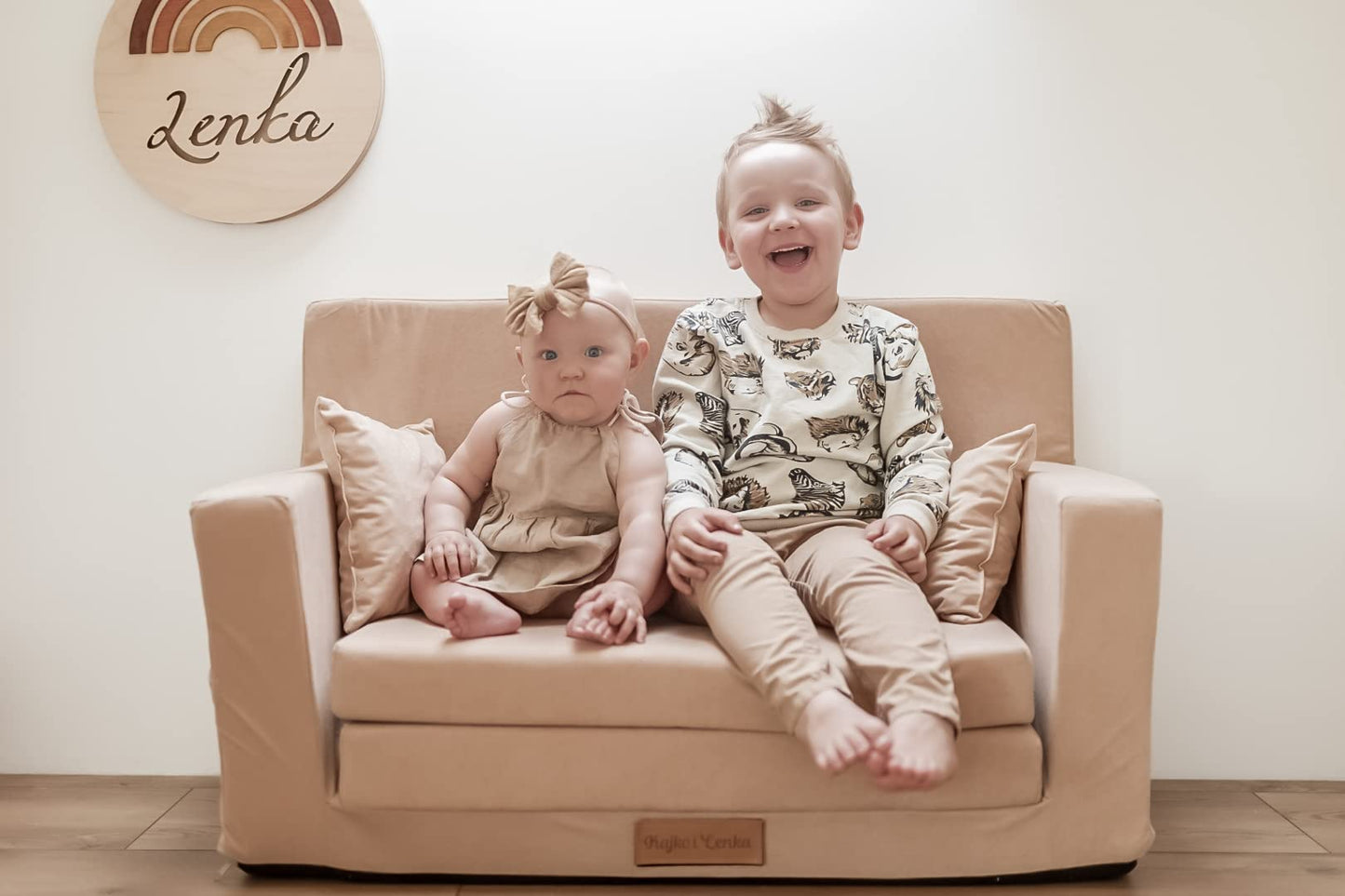 Flumi Personalised Children's/Teenager's Couch/Armchair/Sofa Bed, with Engraving of Child's Name, Play Sofa, Sleeping Chair, Bed Function, Children's Furniture, 92 x 40 x 60 cm, Microfibre (Grey)