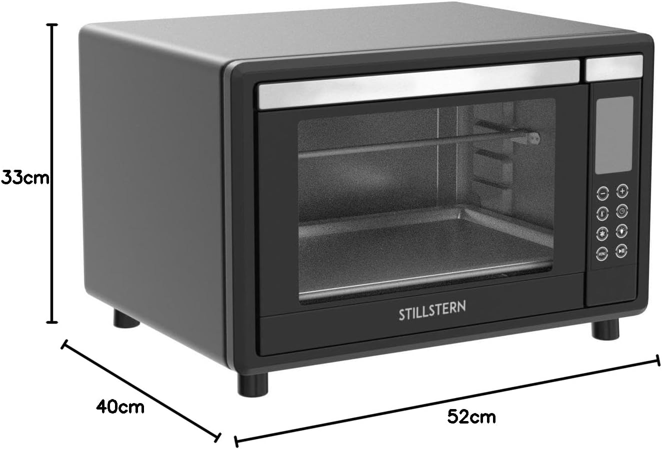 Digital Mini Oven With Convection (35 Litres) Oven Gloves ✓ Recipe Book ✓ Double Glass Door ✓ 1600W ✓ LED Display ✓ 13 Programmes ✓ Rotating Spit ✓ Crumb Tray ✓ Timer ✓ Interior lighting