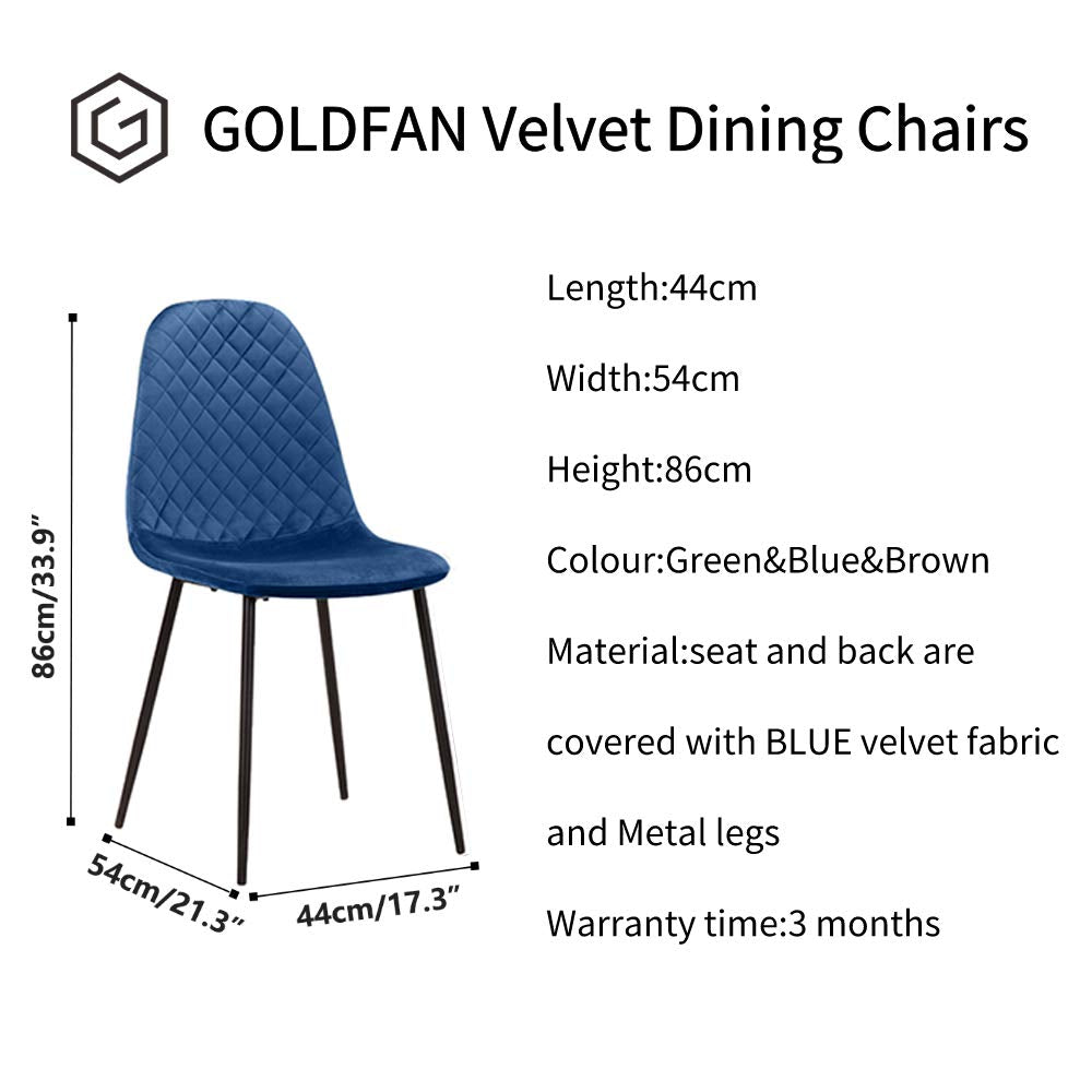 GOLDFAN Dining Table with 4 Chairs Dining Table Round Glass Kitchen Table Dining Room Chair Velvet 80 cm Green