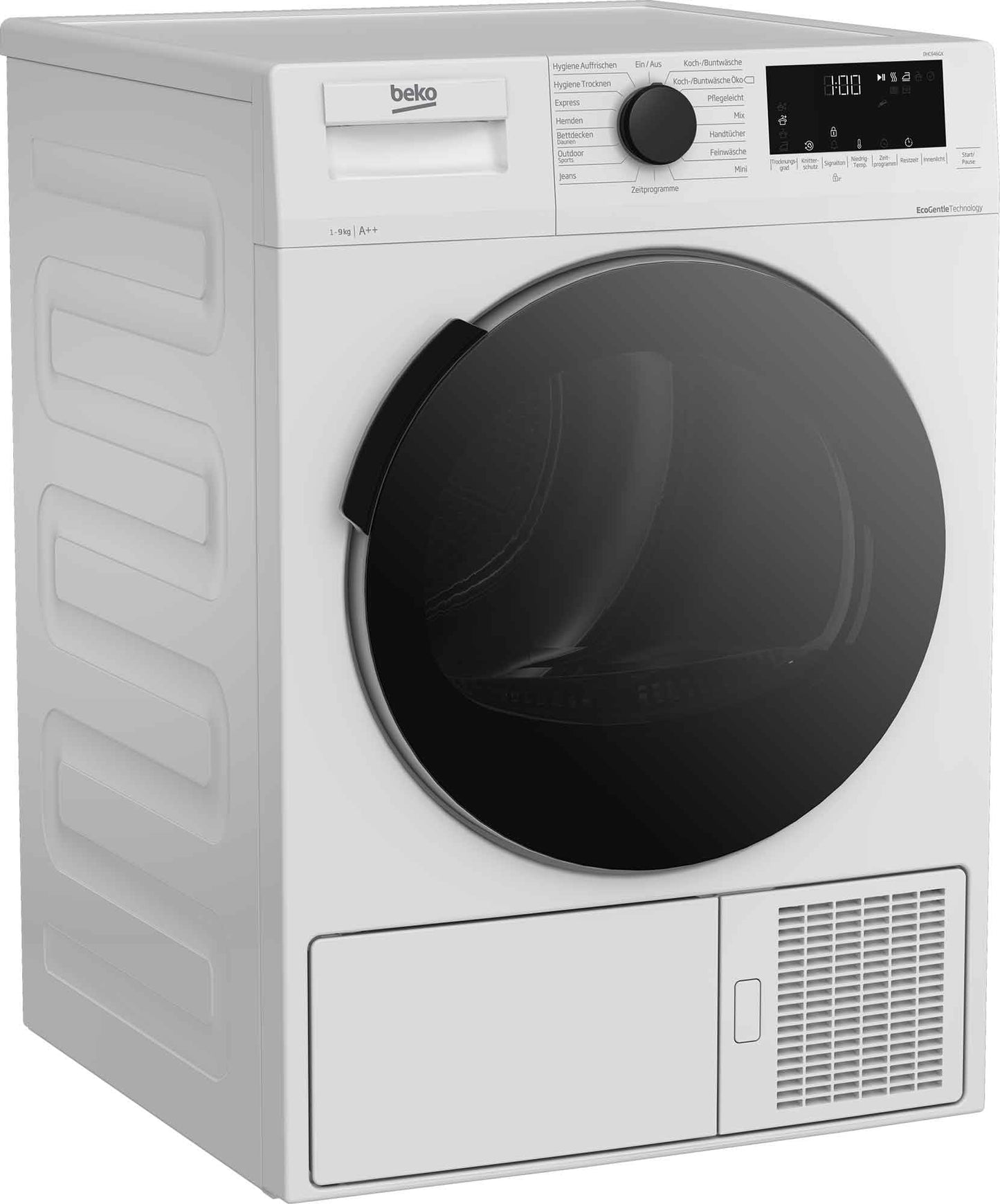 Beko DHC946GX Tumble Dryer with Heat Pump Technology, Stainless Steel Drum, 9 kg, A++, Hygienic Drying & Hygiene Refresh, White