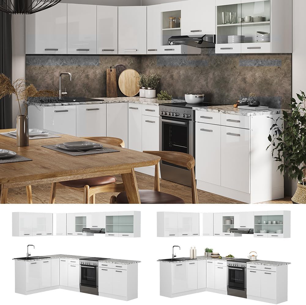 Vicco Kitchen Unit L 210 cm Kitchen Block Angle Corner Built-in Sonoma Oak - Freely Combinable Units - R-Line