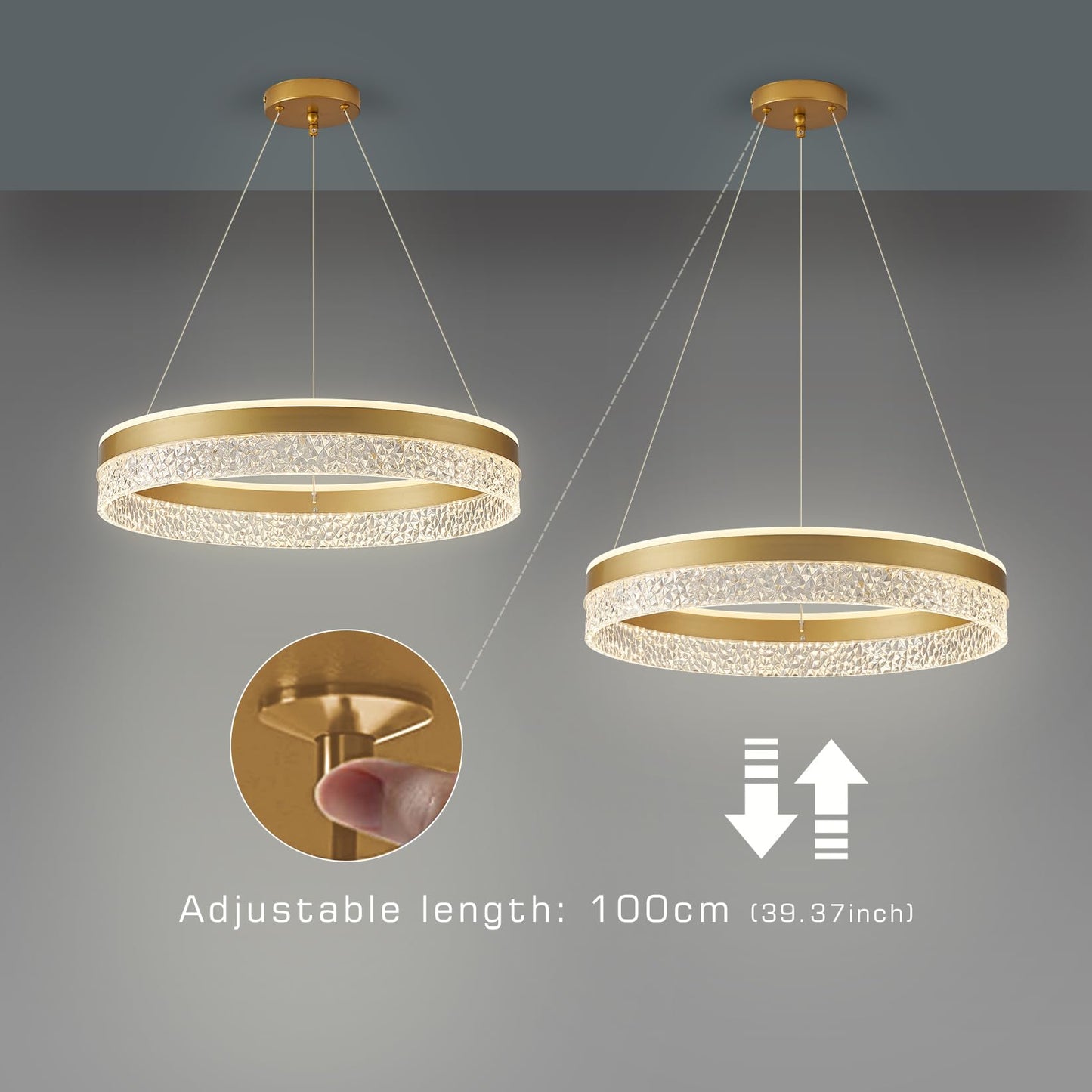 KSIBNW 3 Ringen Moderne LED Hängelampe Esstisch,45W LED Hängeleuchte & Pendelleuchten Höhenverstellbar für Esszimmer Wohnzimmer,Dimmbar Hängeleuchte Aluminium Mit Fernbedienung,3000K-6500K,Schwarz