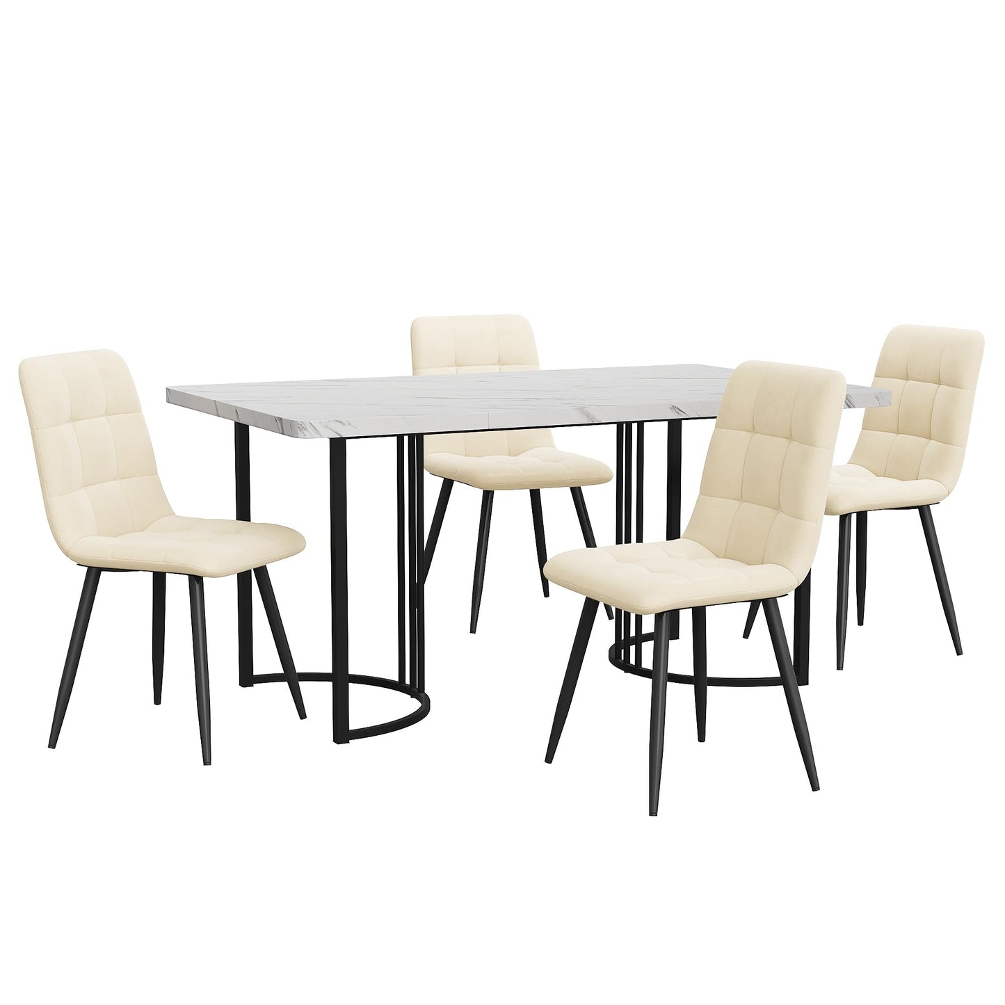 Gegtuon Esstisch mit 4 Stühlen für 4 Personen 140x80 cm, 5 teilig Tisch Rechteckig für Küche, Modern Küchentisch mit Schwarz Tischbeine, Essgruppe für Esszimmer Wohnzimmer, Leinen, Dunkelgrau