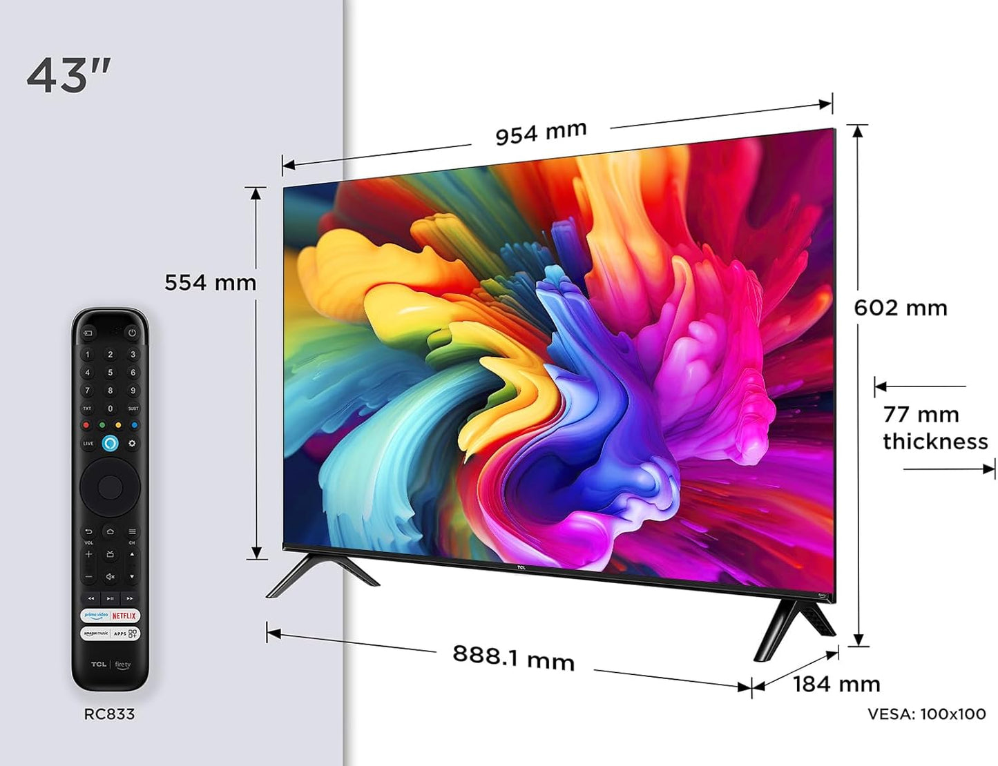 TCL 50PF650 50-Zoll 4K Ultra HD, HDR TV, Smart LED Fire TV (Dolby Vision, Dolby Atmos, DTS, HDR 10, Alexa integriert, Airplay2, Miracast)