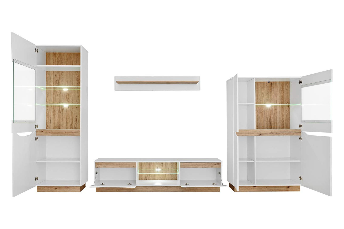 MEBLE KRYSPOL Solido Living Room Wall Unit - Living Room Furniture - Modern Living Room Wall Unit - Sideboard Living Room Cabinet Wall - Living Room Furniture Modern - Shelf White - TV Cabinet -