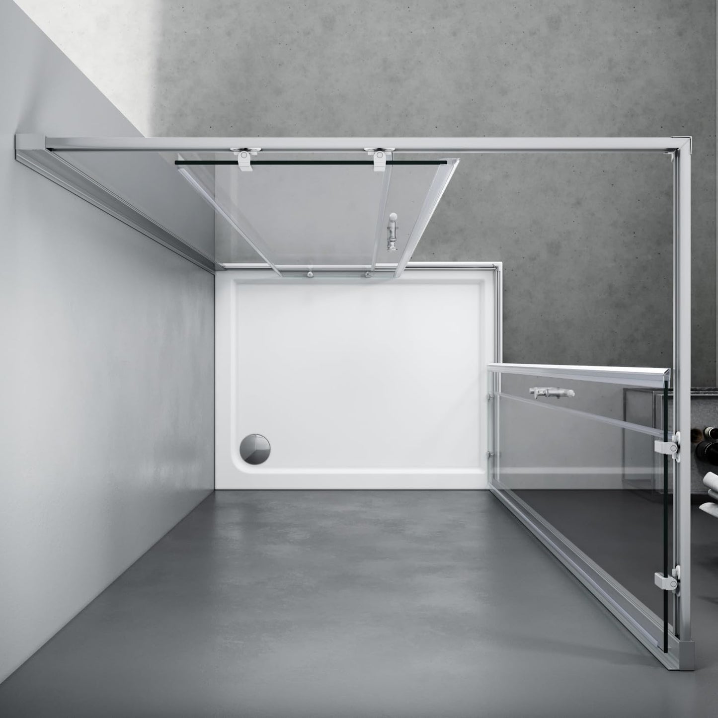 SONNI Shower Cubicle 80 x 80 x 185 cm, Corner Entry, Shower Enclosure, Double Sliding Door, Real Glass