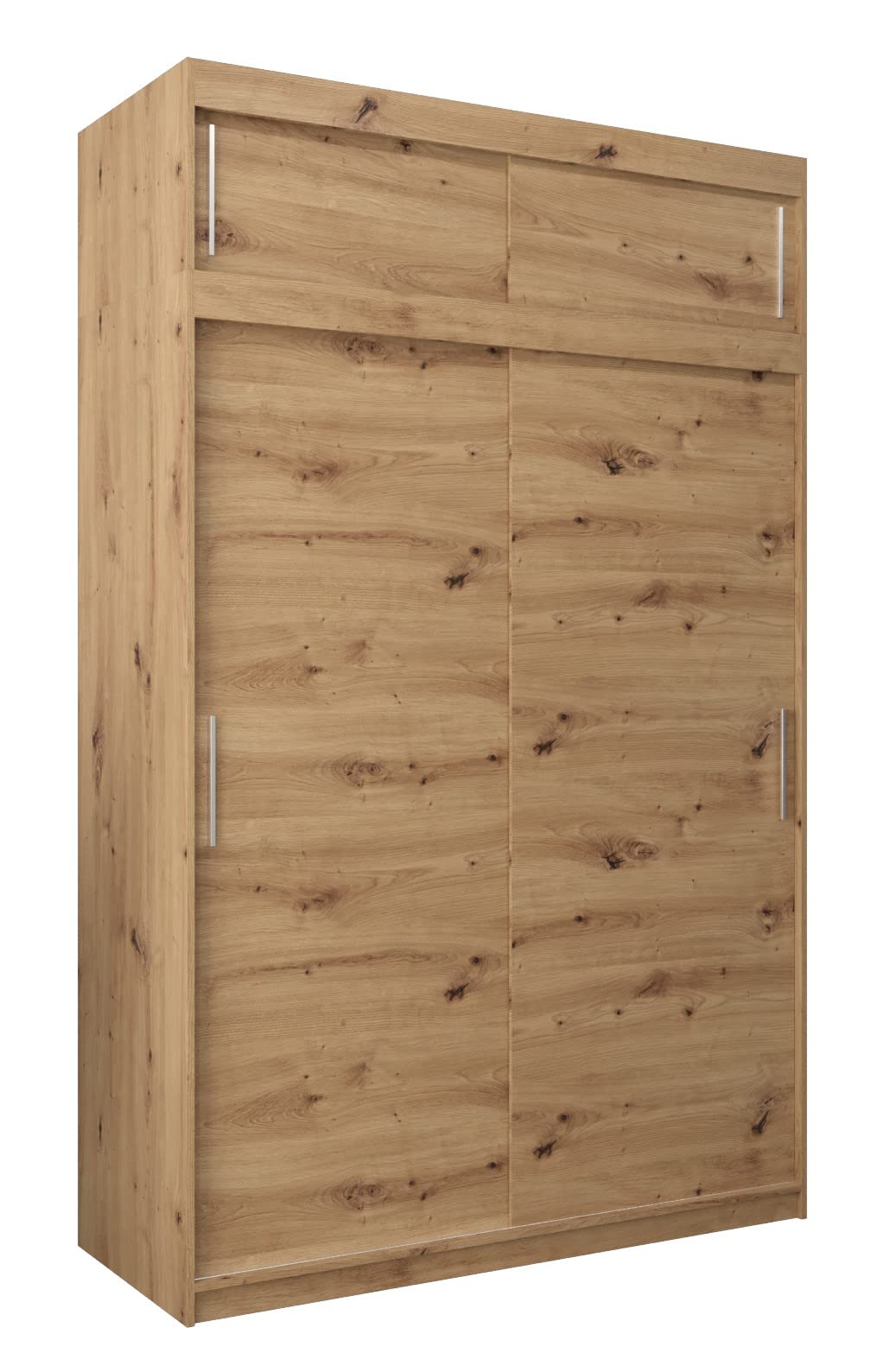 MEBLE KRYSPOL Tokyo 250 Wardrobe with Three Sliding Doors for Bedroom – Modern Storage Cabinet with Clothes Rail and Shelves – 250 x 200 x 62 cm – Matte Black and Artisan