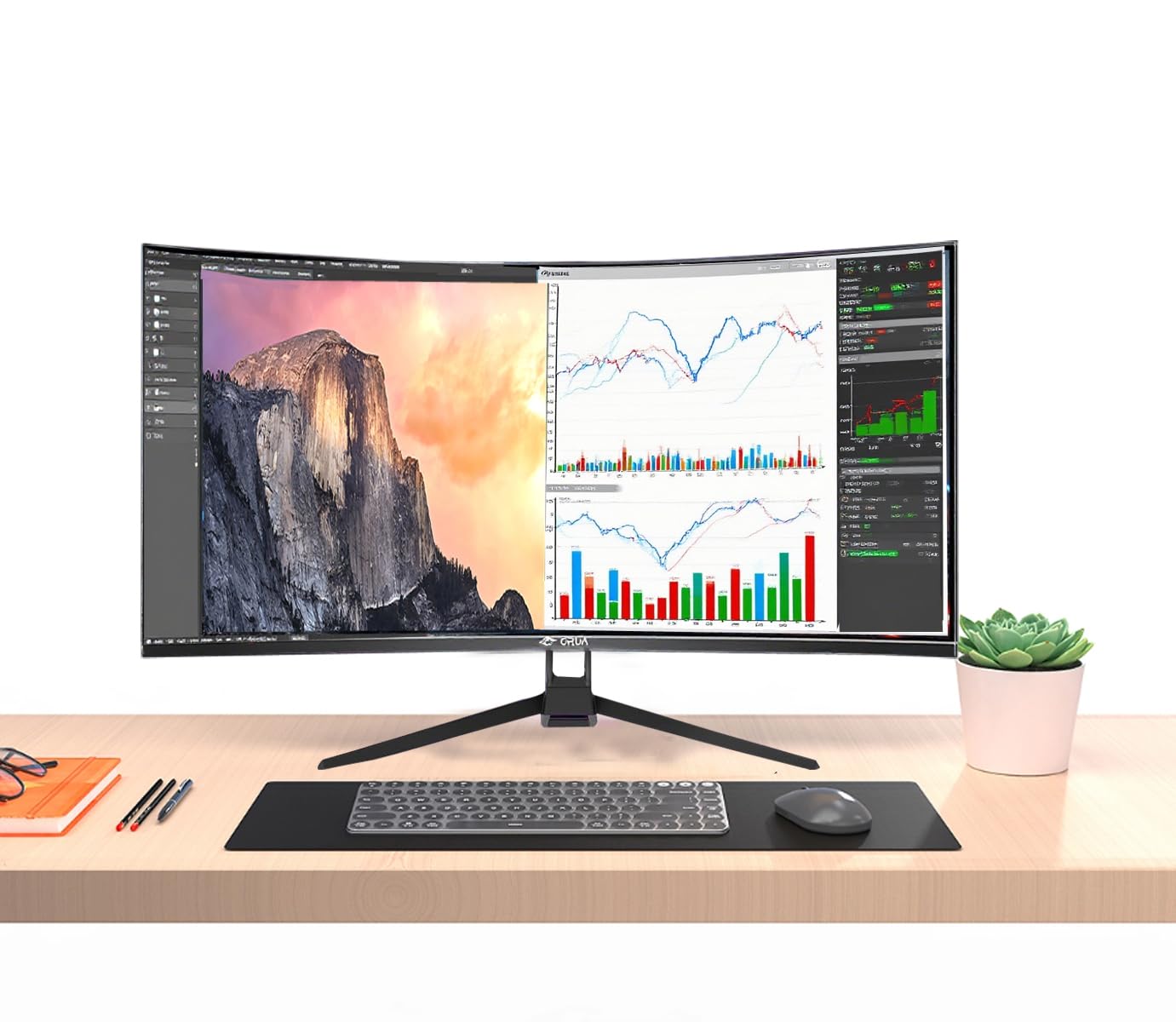 32 Zoll Curved Gaming Monitor, 1K Full HD 1080P (1920x1080), 240Hz, 1ms, 1500R, AdaptiveSync, DCI-P3 90%, SRGB100%, Eye Care