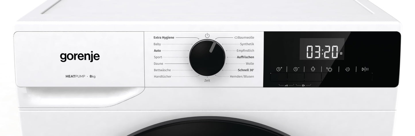 Gorenje DPNE82/GN Trockner/Kondensation mit Wärmepumpe / 8kg / 16 Programme/WIFI/Made in Europe/WaveActive Trommel/TwinAir/Feuchtesensor/Naturedry/LED Display/EEK: A++