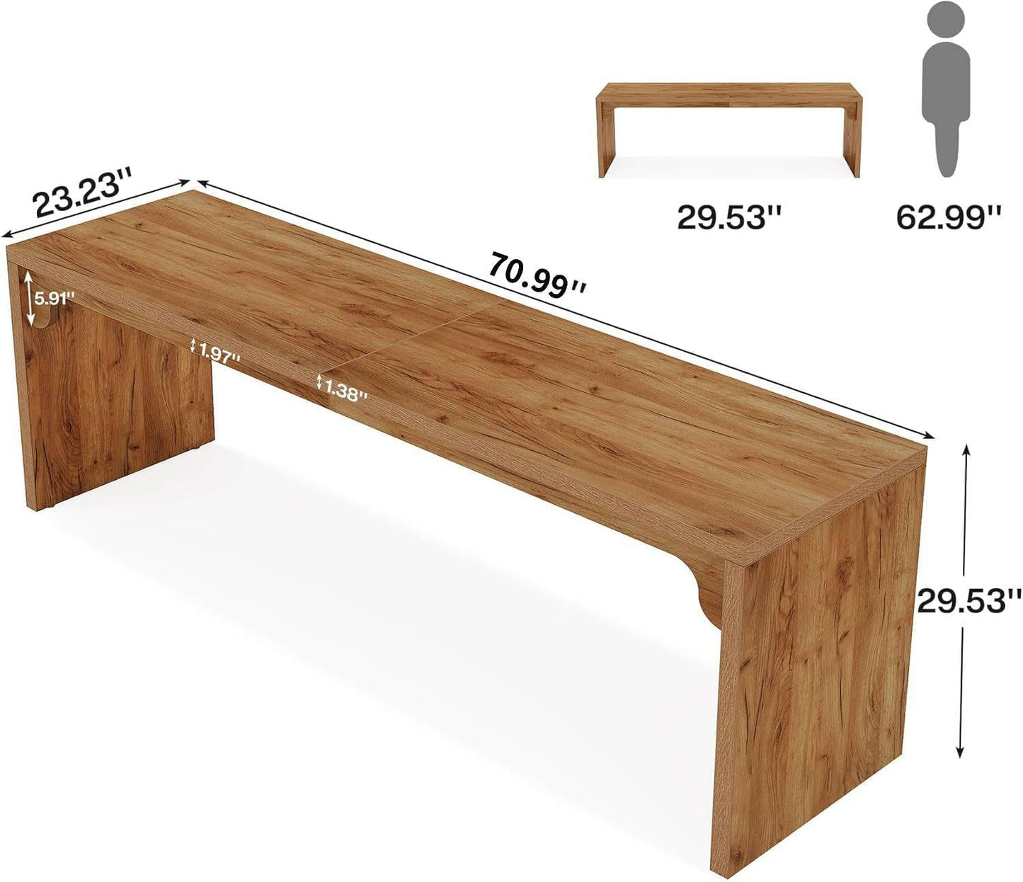 Tribesigns Schreibtisch Computertisch 180 x 59 x 75 cm Doppelter Langer Schreibtisch, PC Tisch Bürotisch Arbeitstisch Esstisch Büro-Möbel Computertisch Konferenztisch für Home Office, Braun