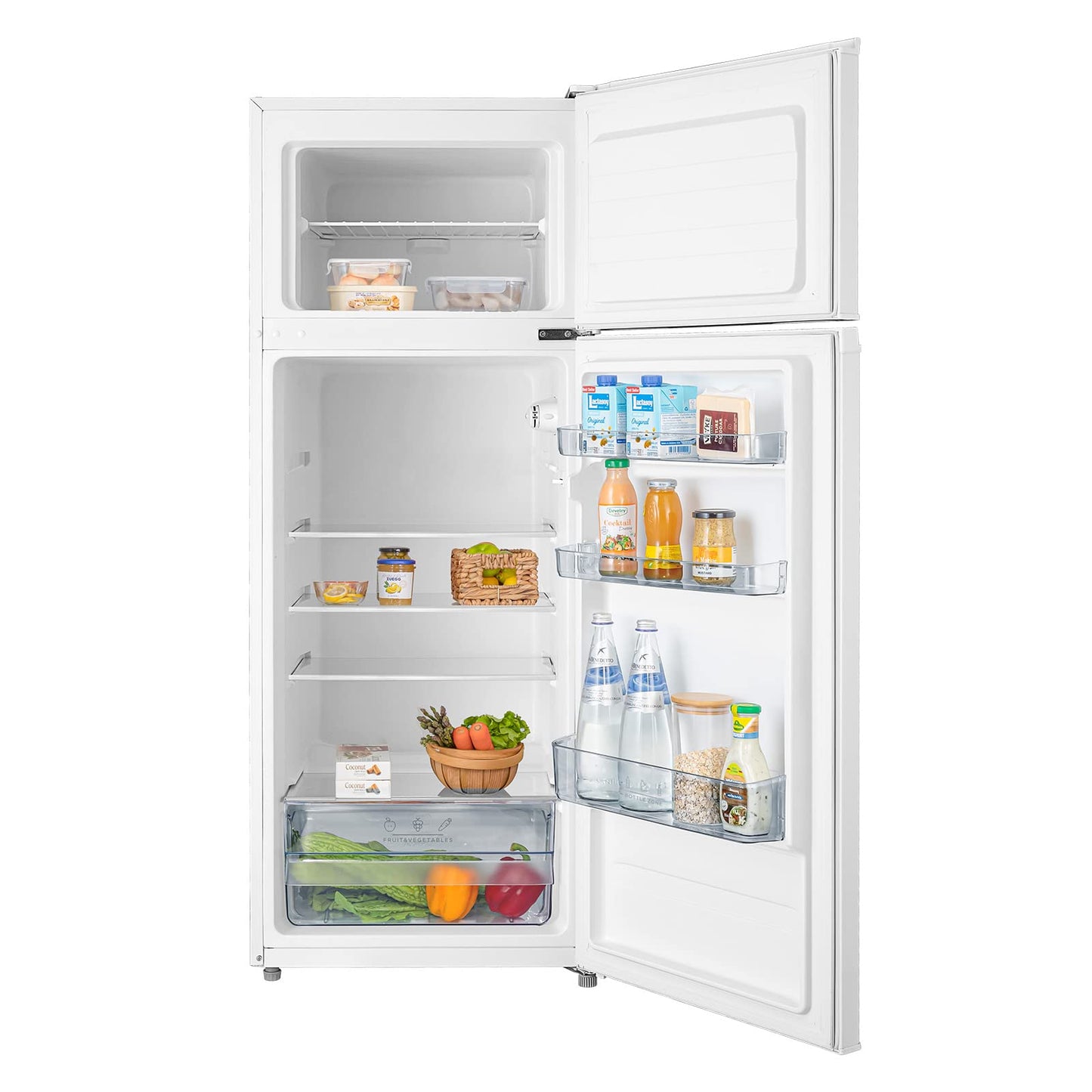 Comfee RCT284DK2A Fridge/Freezer, Top Freezer Compartment, 176 kWh/Year, 143 cm Height, LED Light, Reversible Door Hinge, Black