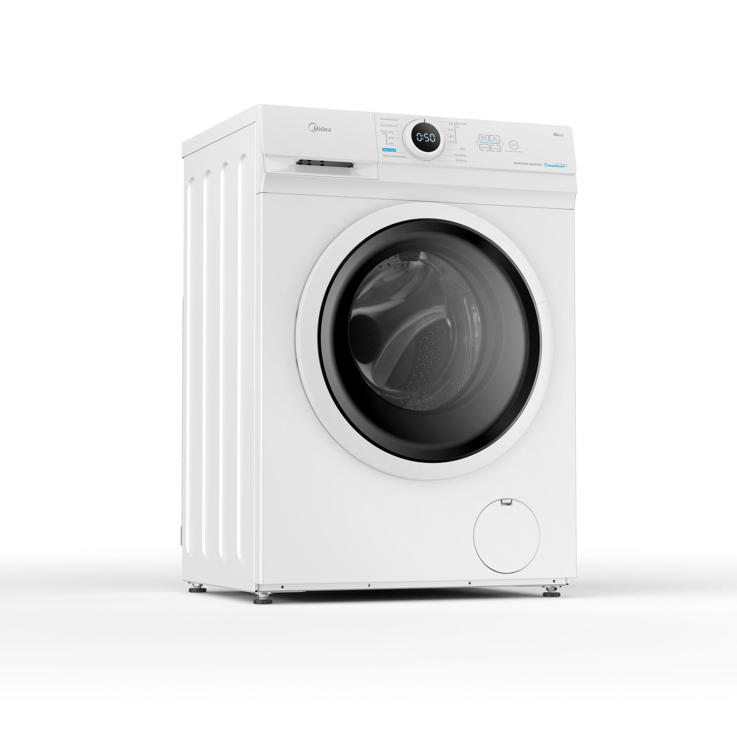 Midea MF10EW70BA10 Waschmaschine / 7kg / 1400 U/Min/EEK A-10%/Inverter Quattro Motor/Dampffunktion/Grosse Trommel/Nachlegefunktion/Kindersicherung/AquaStop, Weiß