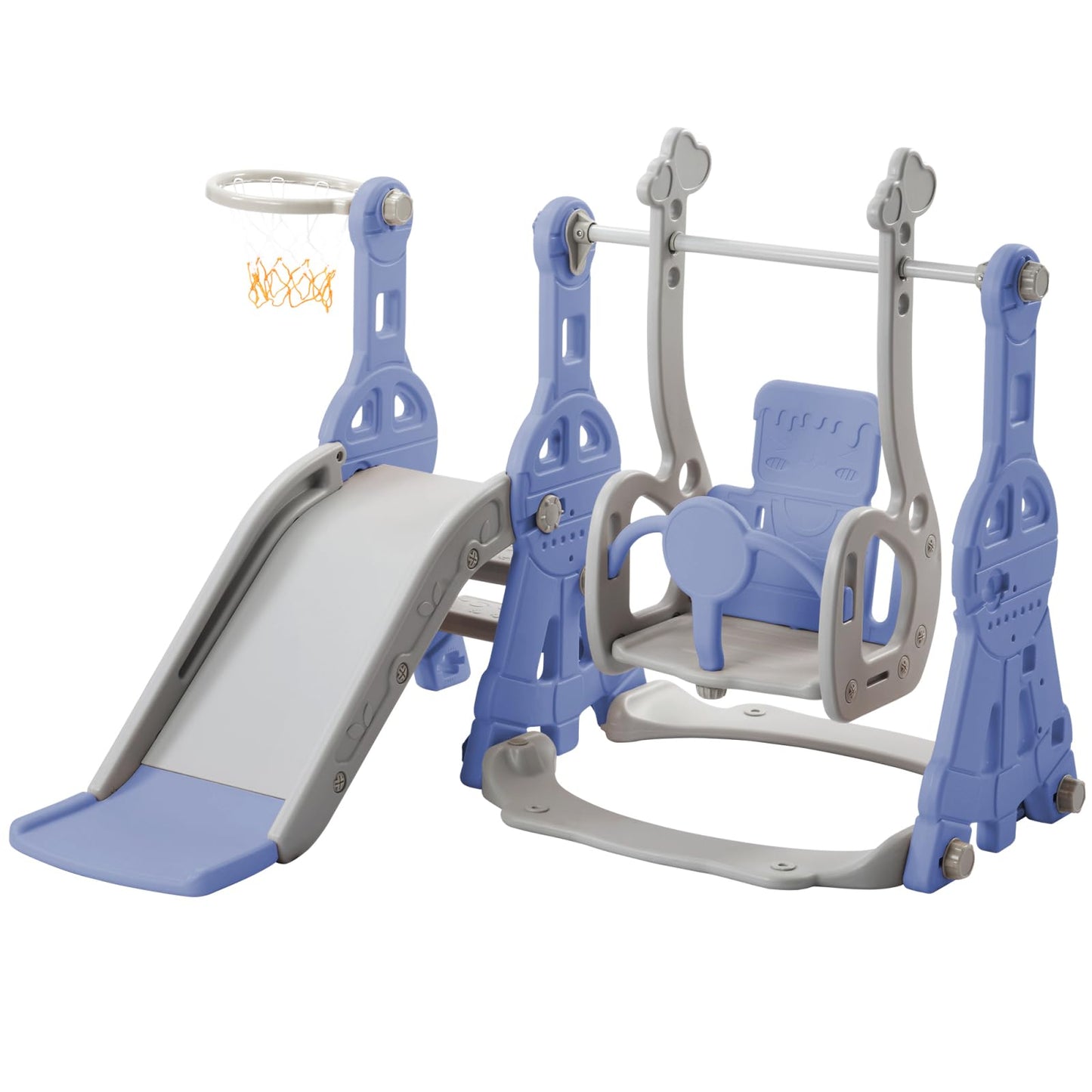 DADEA 6 in 1 Kinderrutsche mit Korb, Rutsche und Schaukel für Kinder im Freien Grün, 150 × 150 × 115 cm, Babyschaukel und Rutsche für Kinder zu Hause Schaukel Kinderrutsche, Grün