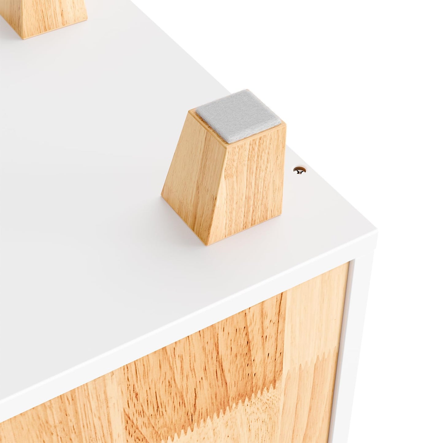 SoBuy BZR75-W Vanity Unit Bathroom Furniture - Bathroom Cabinet with Siphon Cut-Out, 2 Doors & 2 Open Compartments - Space-Saving Vanity Unit, White / Natural 60 x 60 x 29 cm