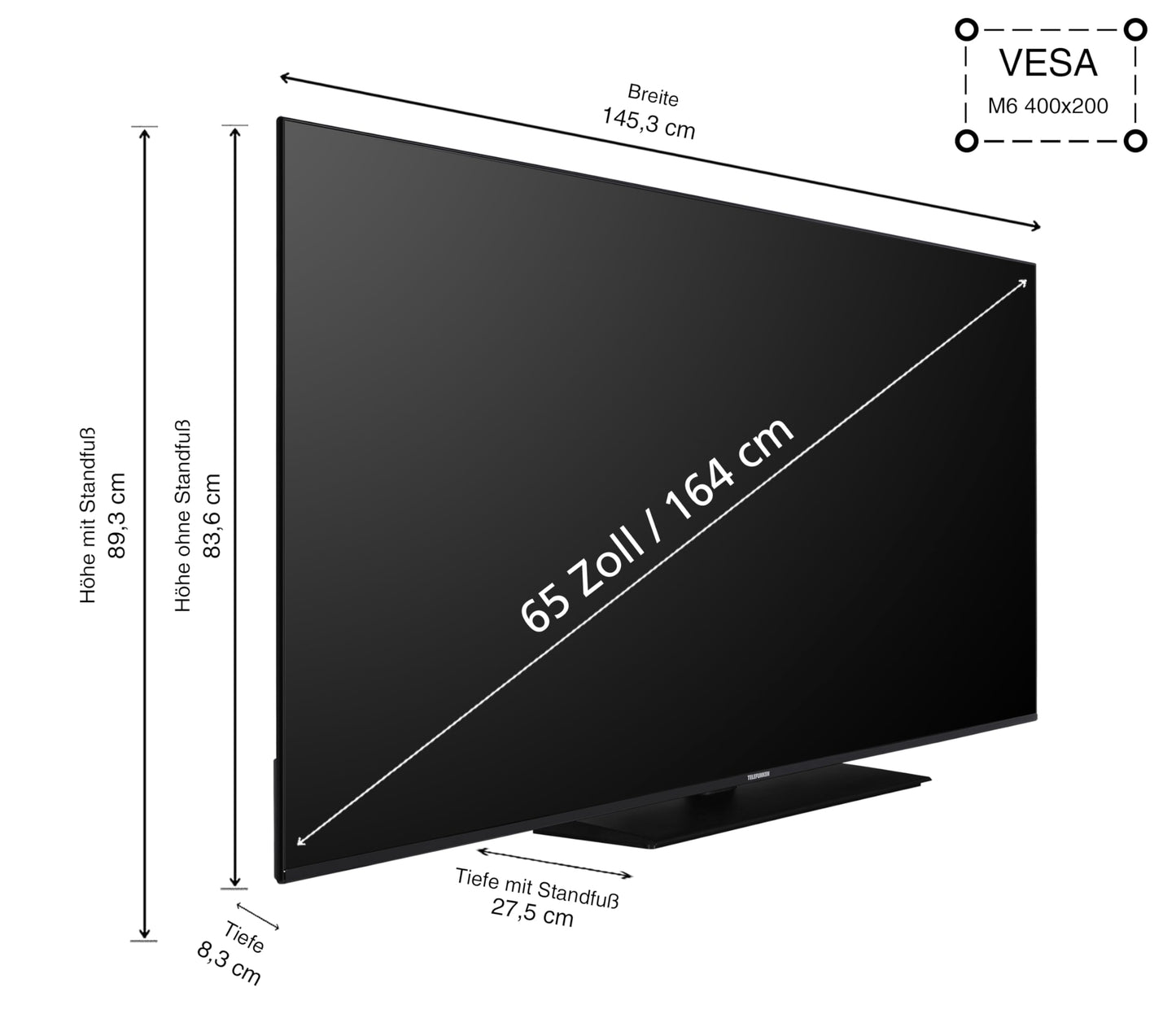 TELEFUNKEN VIDAA D43U790B2CW 4K TV 43 Inch Smart TV UHD, HDR TV with Dolby Vision, Triple Tuner and 6 Months HD+ Including LED TV, Black