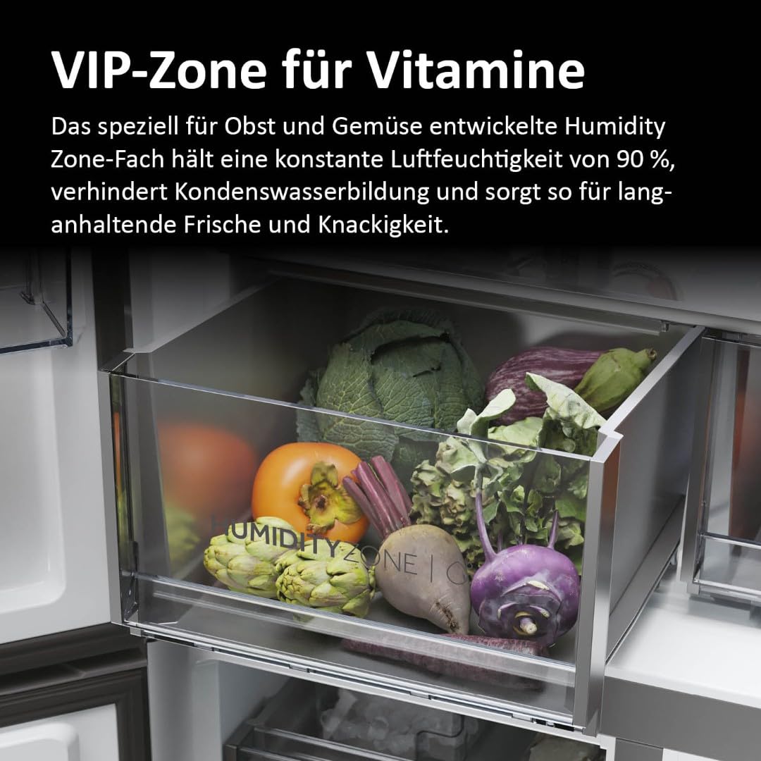 Haier Multi Door Kühl-Gefrierkombination I CUBE 83 SERIE 7 HCR7818DWPT I 4-türiger Kühlschrank mit Gefrierfach, XXL-Fassungsvermögen & 83cm Breite I 463L, Energieklasse D I Wasserspender & No Frost