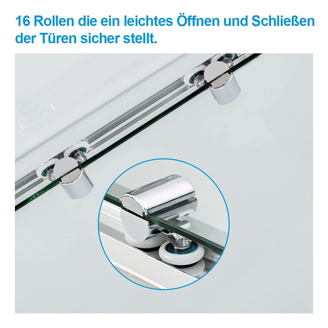 Heilmetz Duschkabine 80x90 cm Eckeinstieg Duschabtrennung Schiebetür Duschtür Nische Duschkabinen Glastür Schiebetür 5mm ESG Sicherheitsglas Doppel Schiebetür Duschtür - Höhe 185cm