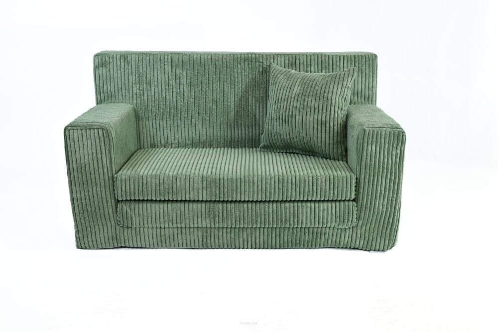 FORTISLINE - Kindersofa ausklappbar 83x47x43cm Oeko-TEX - Spielesofa für Kinder 2in1 - Kindercouch Aufklappen Bettfunktion - Schlafcouch aus Schaumstoff - Kuschel-Cord - Viele Muster (Grau)