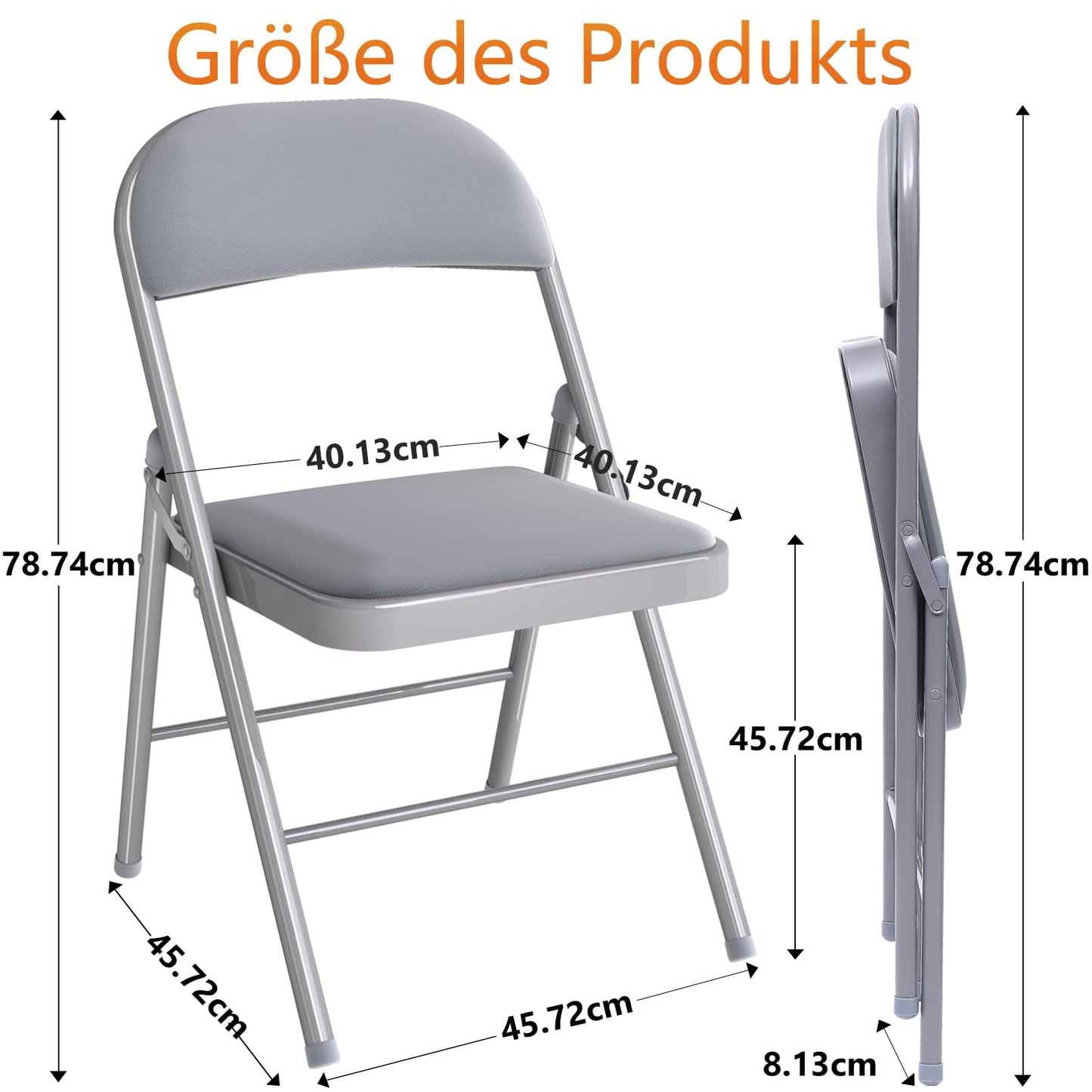 Asdsed Klappstuhl 4er Set, Klappstühle Gepolstert, Klappstuhl bis 158KG Gepolstert mit Starker Stahlrahmen, Faltbarer Klappstühle Platzsparender Schreibtischstuhl für Haus Büro Garten Balkon Party