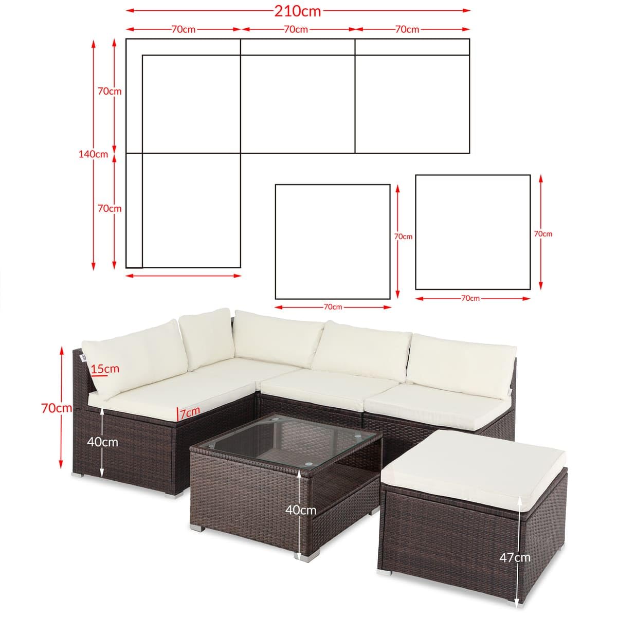 Casaria® Gartenmöbel Set Lounge inkl. Auflagenbox 318L Outdoor mit Tisch Auflagen Sitzgruppe Wetterfest Polyrattan Terrasse Garten Balkonmöbel Schwarz Creme