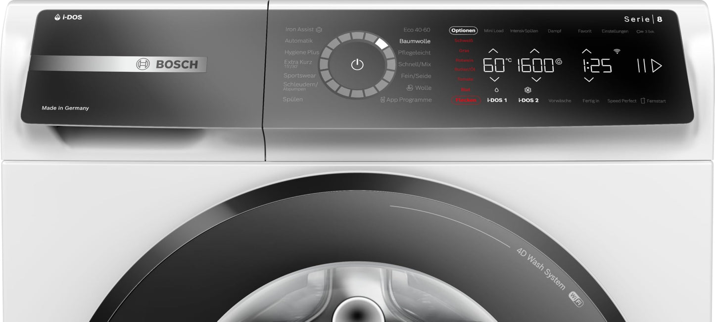 Bosch WAN282K3 Series 4 Front Load Washing Machine, 8 kg, 1400 rpm, SpeedPerfect, Maximum Energy and Water Savings, Refill Function, Extra Hygienic, AquaStop, IronAssist