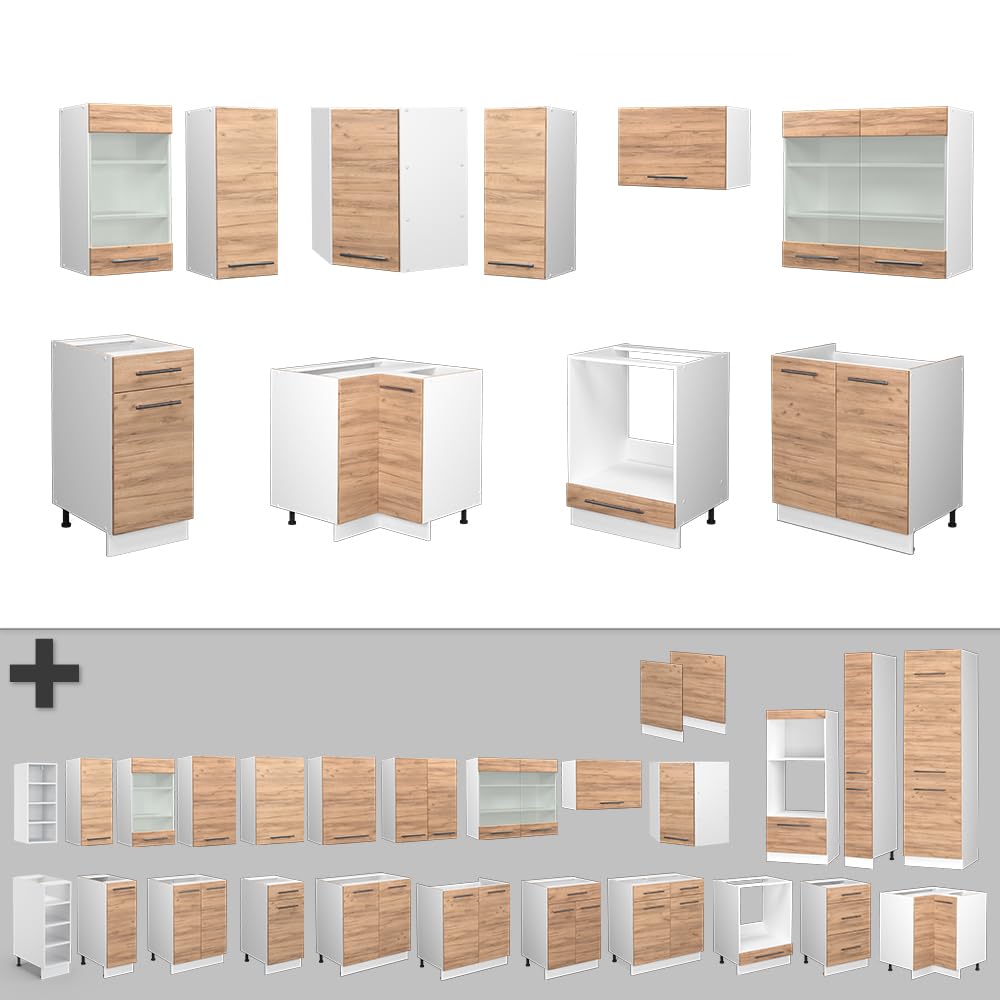 Vicco Eckküche Fame-Line, Grün-Gold Landhaus/Weiß/Weiß, 160 x 190 cm ohne Arbeitsplatte