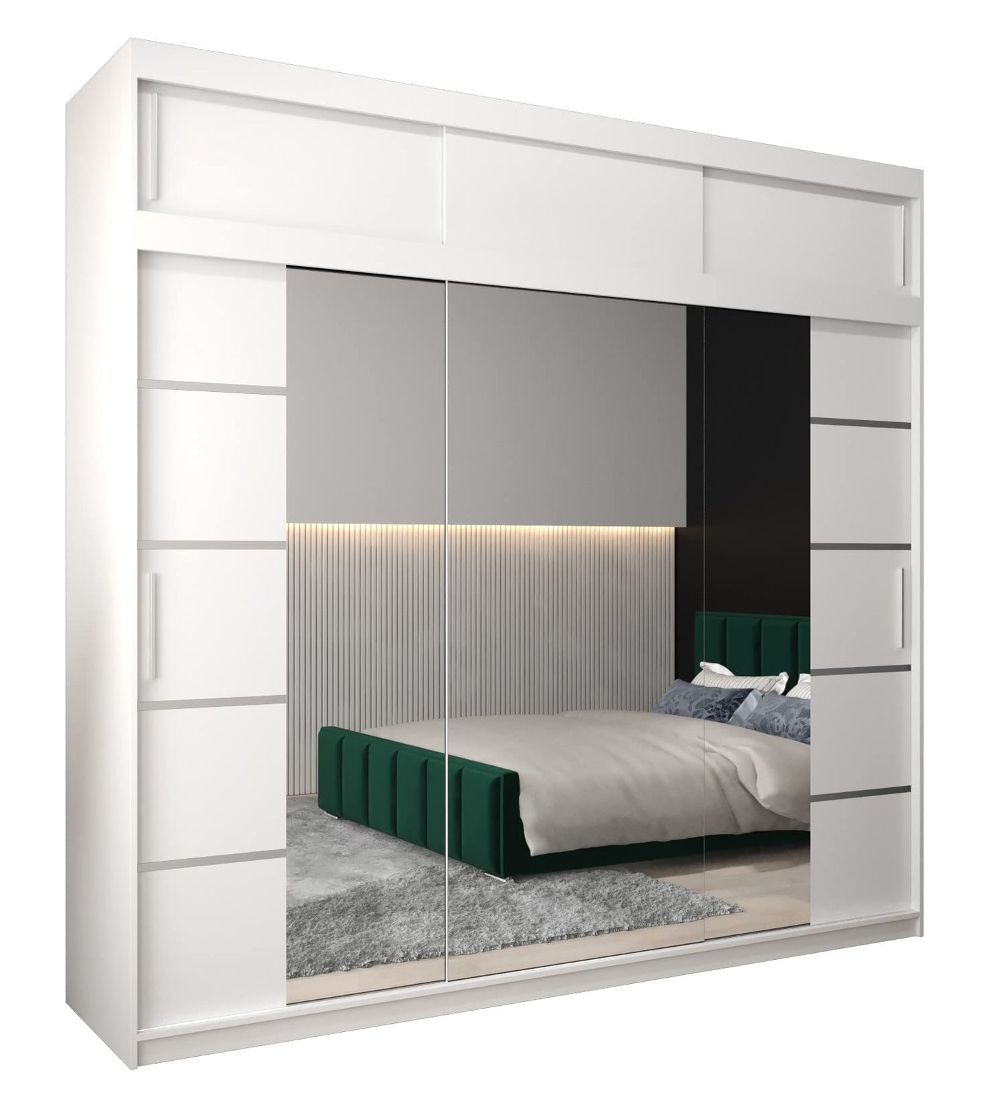 MEBLE KRYSPOL Verona 4 250 Bedroom Wardrobe Sliding Doors Cabinet with Mirror Wardrobe with Mirror Sliding Door Wardrobe Sliding Doors - 250 x 240 x 62 cm - Sonoma with Extension