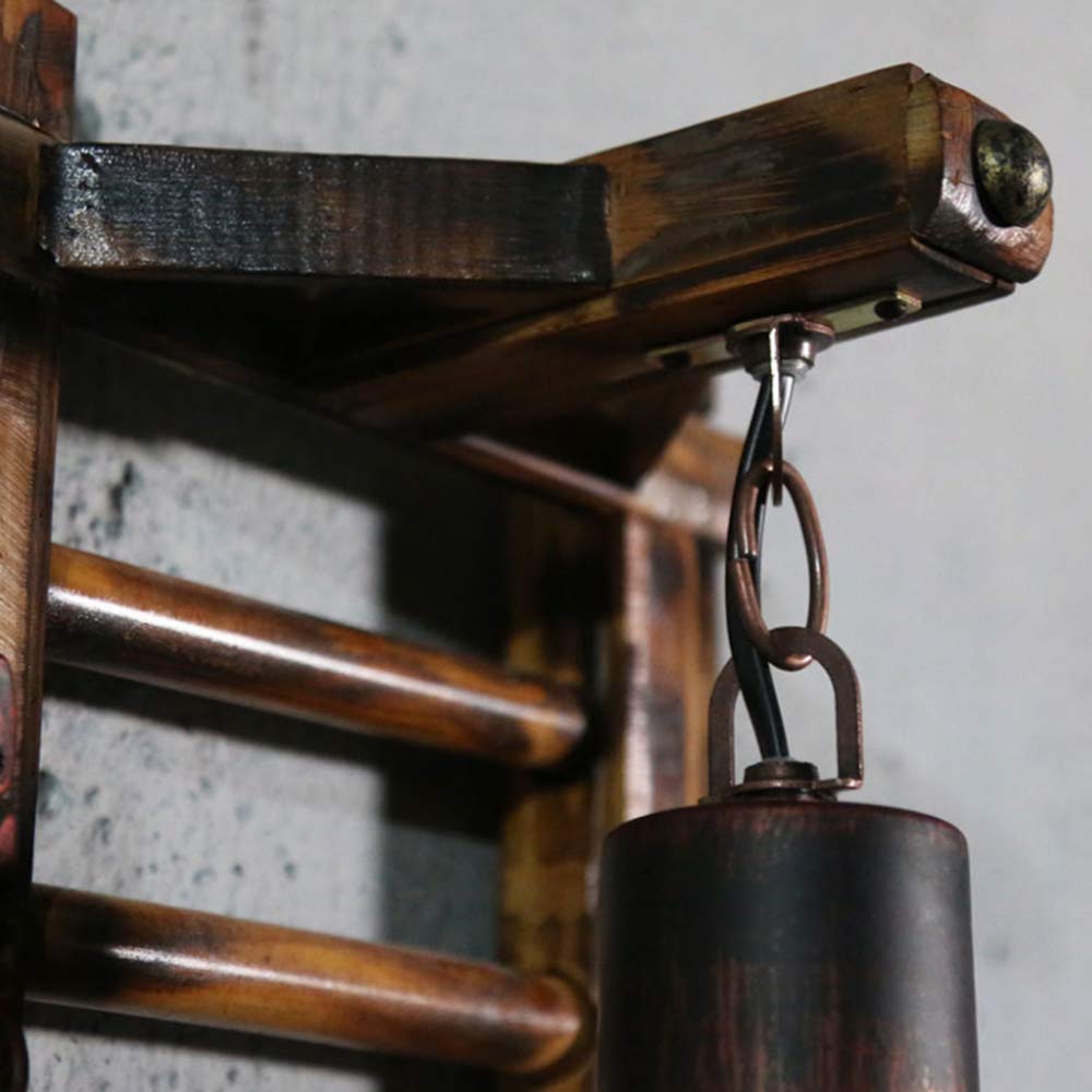 E27 Industrieller Retro Pendelleuchte Massivem Holz Esstisch Lamp Antike Getriebeleuchten Wohnzimmer Kronleuchter Höhenverstellbare Schlafzimmer Hängelampe Bar Dekoration Deckenleuchten (3 Flamme)