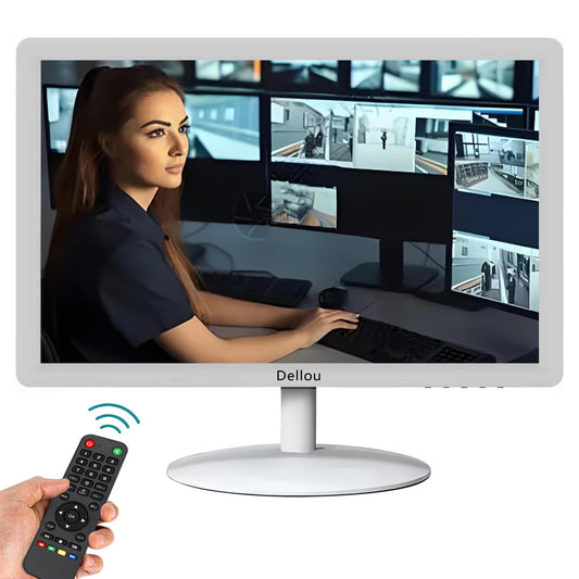 Eoulyee 19 Zoll Weißer Überwachungsmonitor CCTV Sicherheitskamera Monitor LCD Display Bildschirm Multifunktionale HDMI, AV, BNC, VGA, USB, PC Schnittstelle Computer Monitor 1440x900 Auflösung